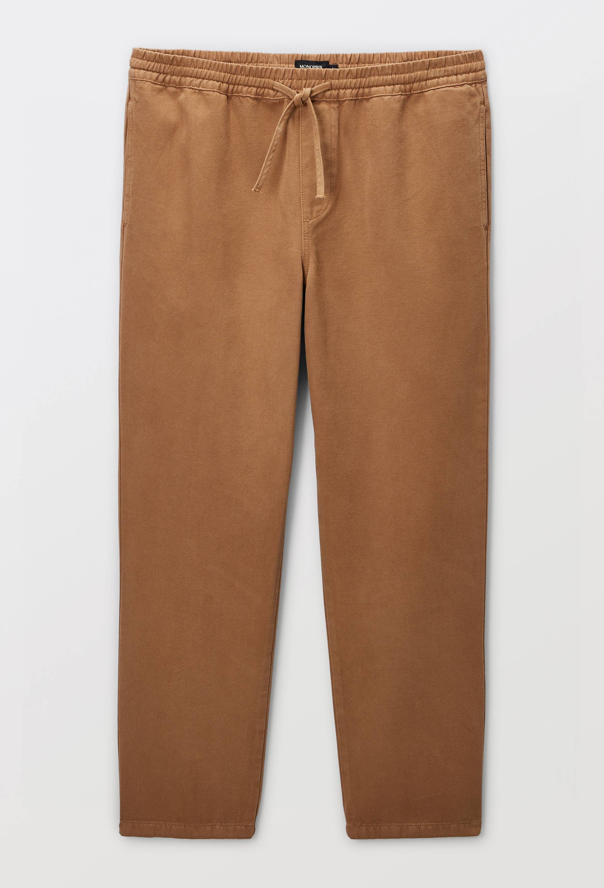 Pantalon &eacute;lastiqu&eacute; en coton, Beige, large image number 2.0