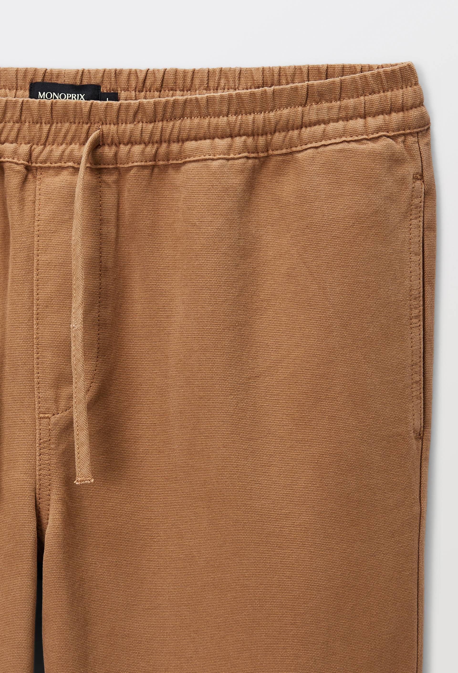 Pantalon &eacute;lastiqu&eacute; en coton, Beige, large image number 3.0