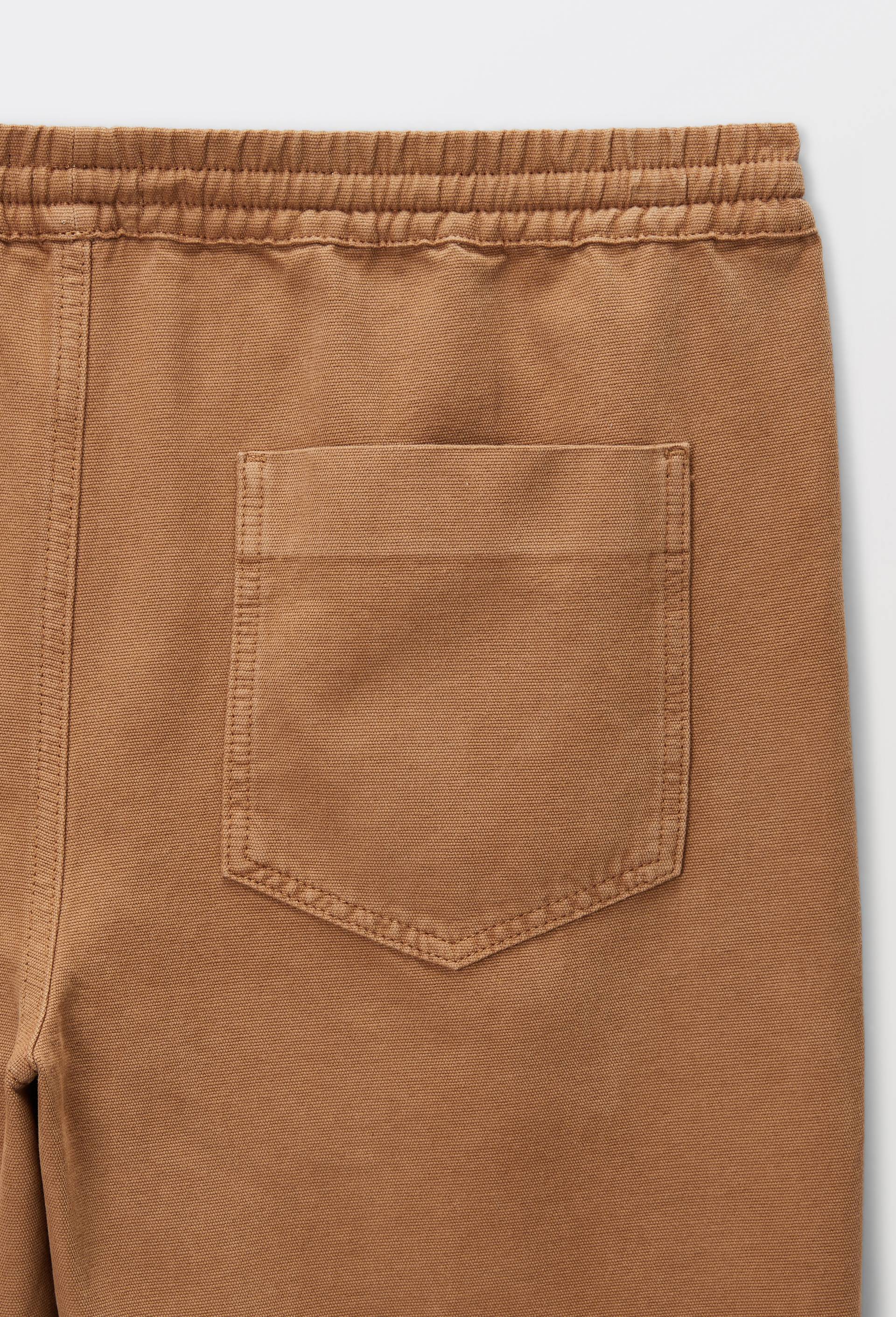 Pantalon &eacute;lastiqu&eacute; en coton, Beige, large image number 4