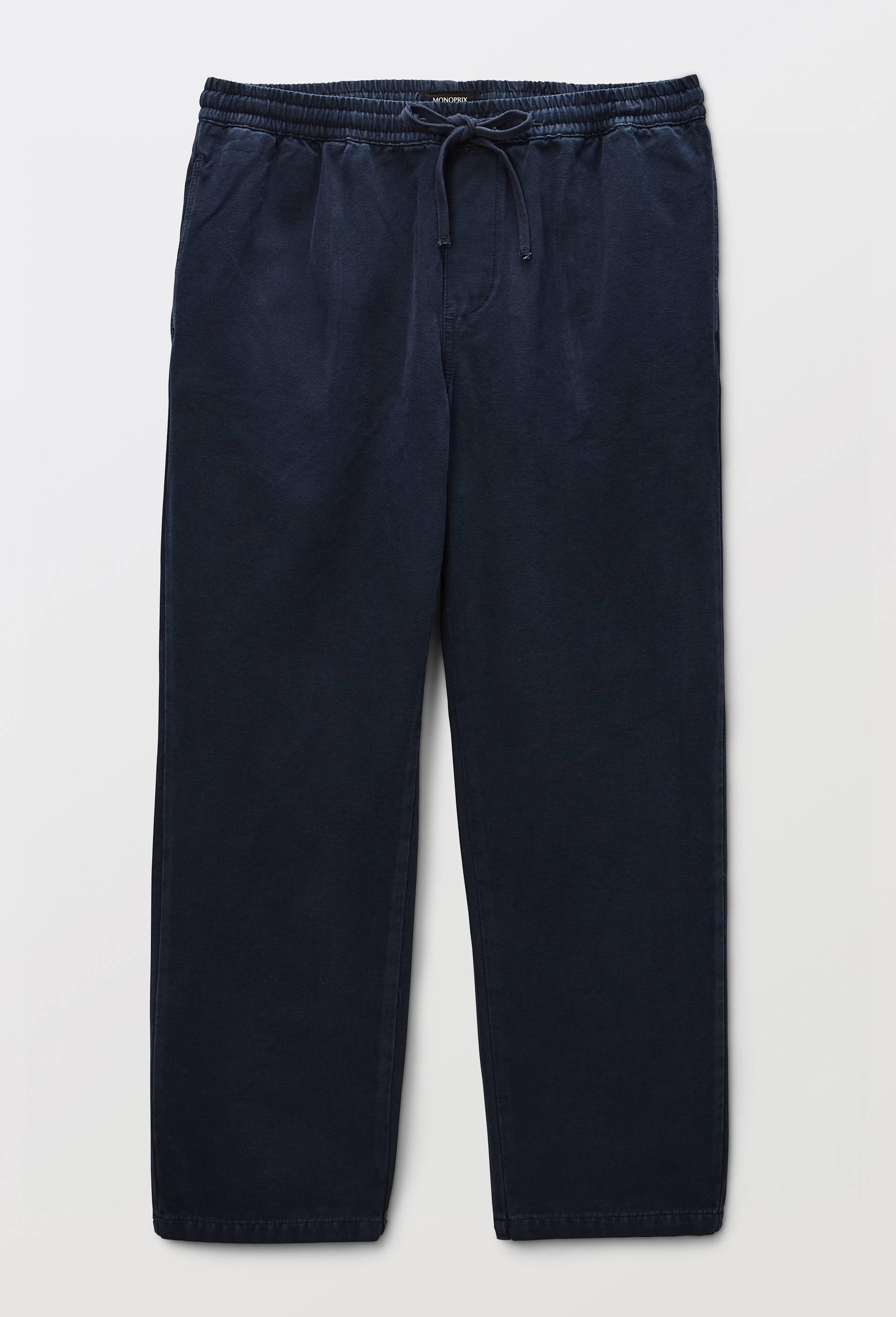 Pantalon &eacute;lastiqu&eacute; en coton, Bleu fonc&eacute;, large image number 0