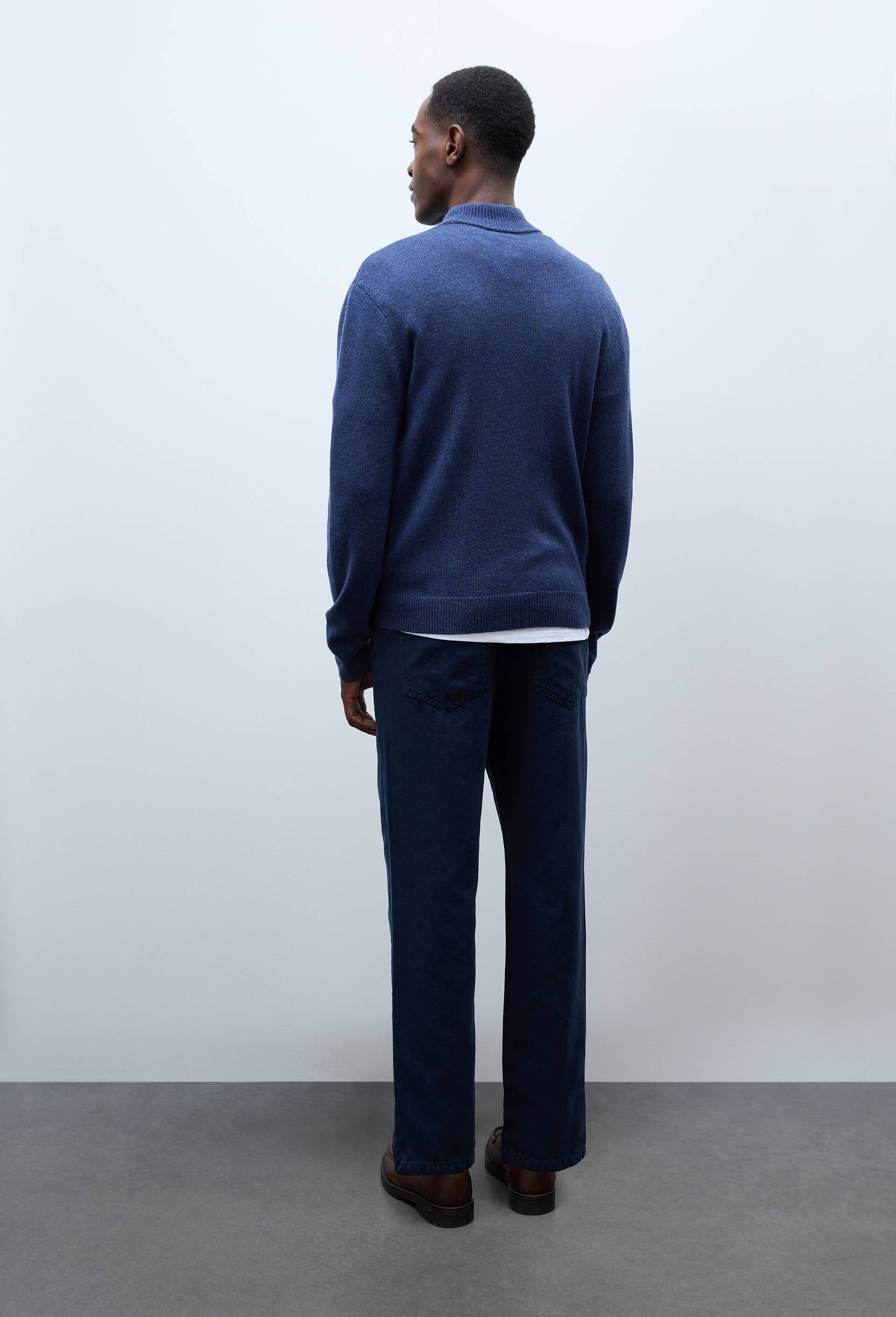Pantalon &eacute;lastiqu&eacute; en coton, Bleu fonc&eacute;, large image number 1.0