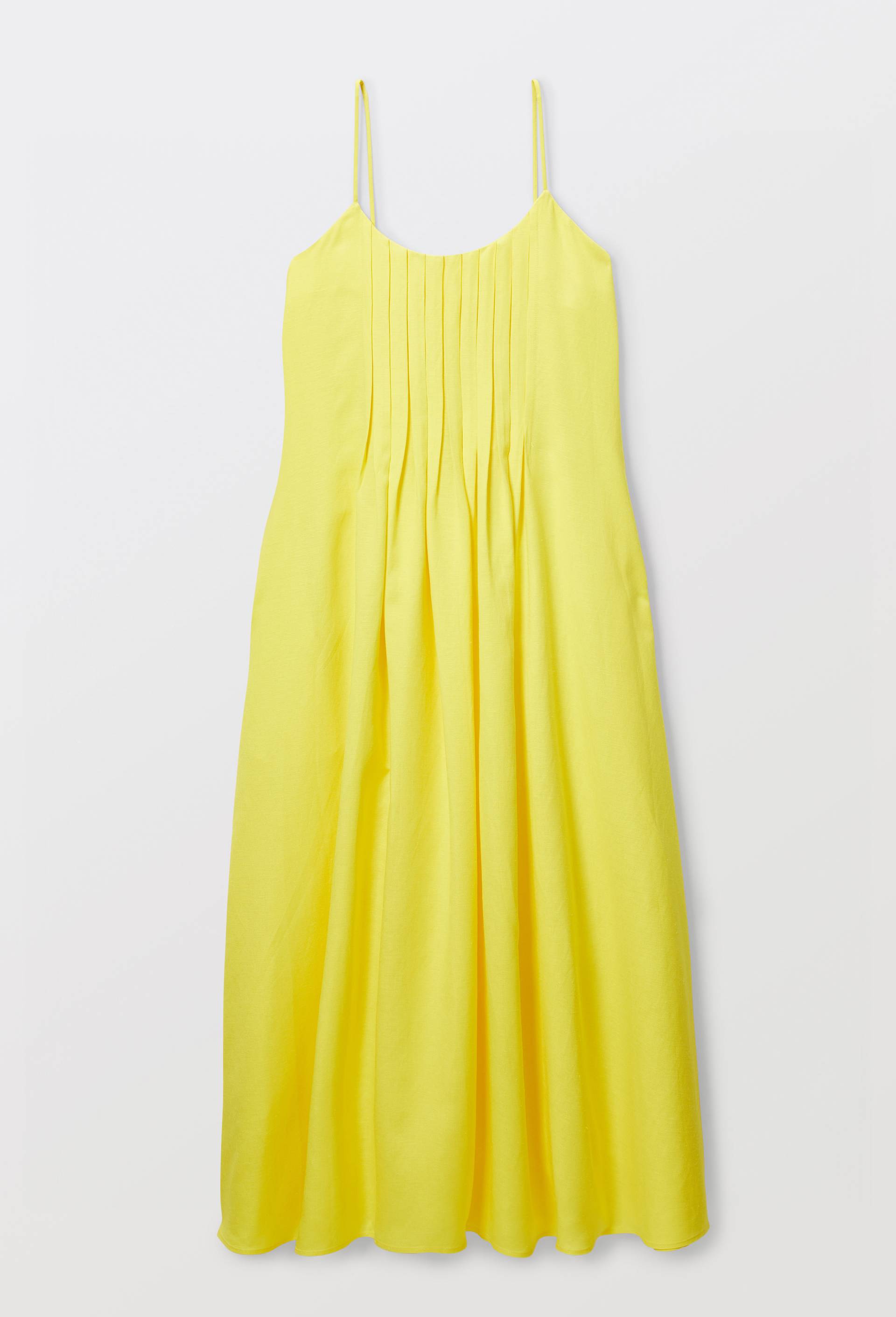 Robe longue &agrave; bretelles contenant du lin, Jaune, large image number 4