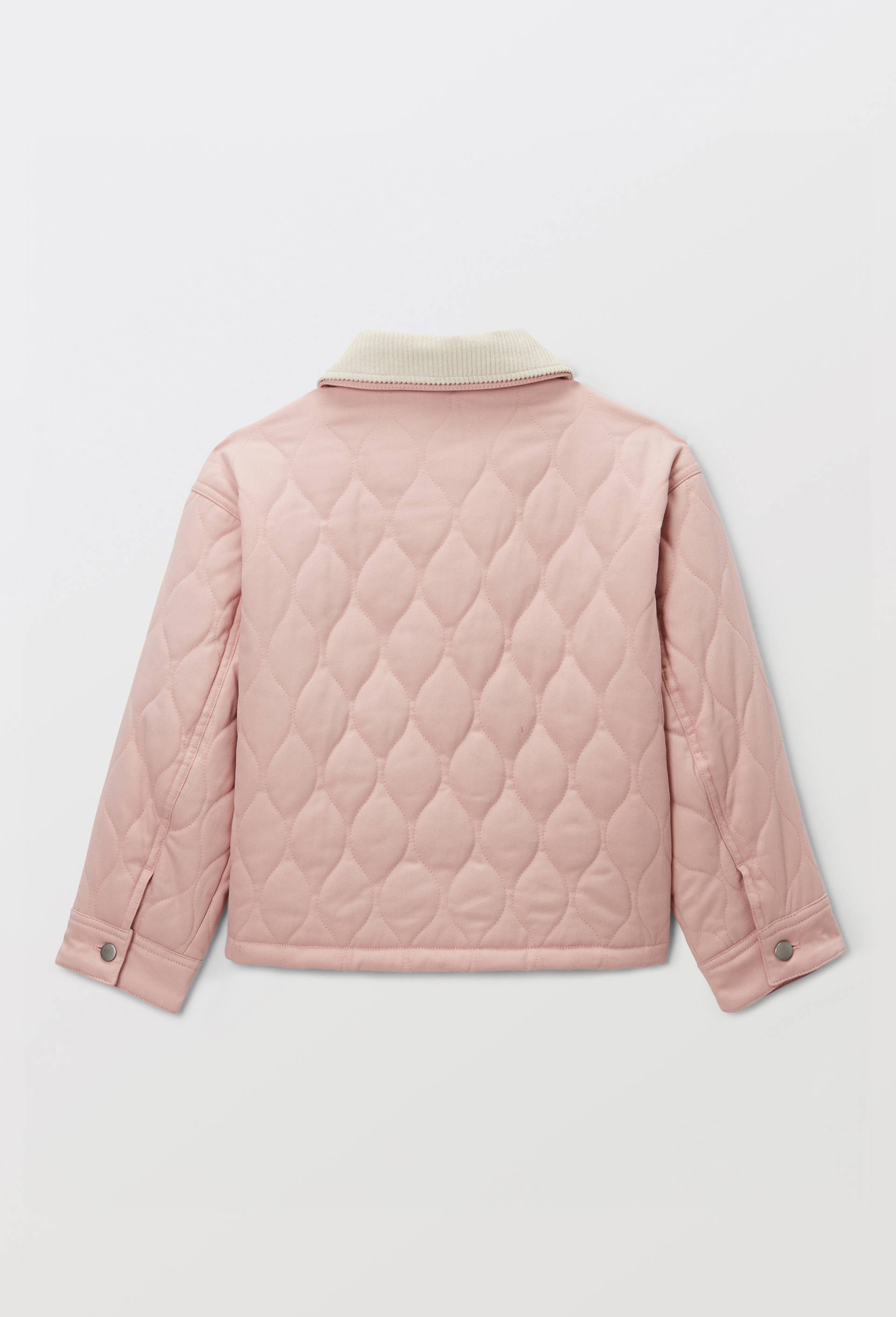 Veste matelass&eacute;e en coton et col velours, Rose, large image number 2.0
