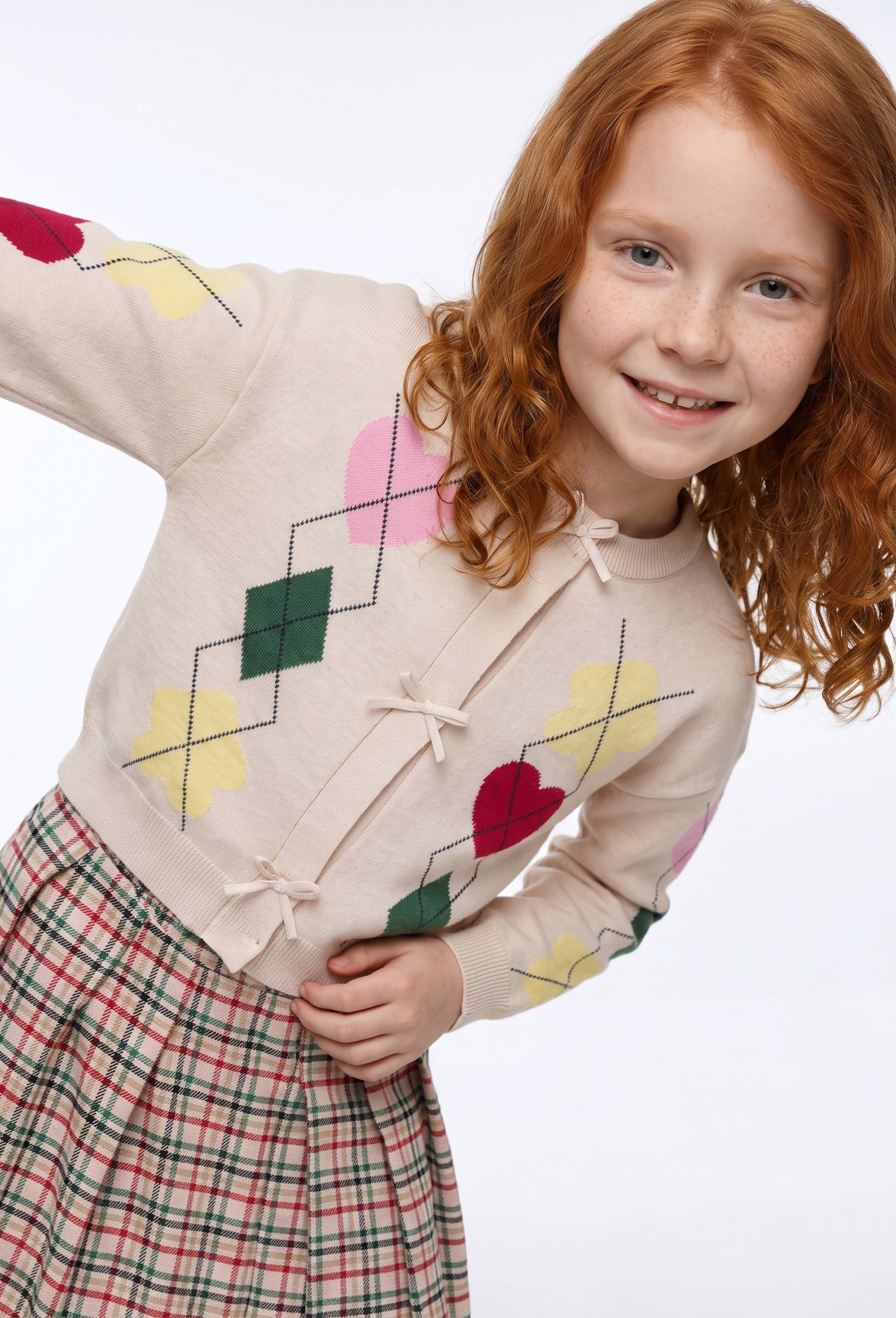 Cardigan jacquard, Beige clair, large