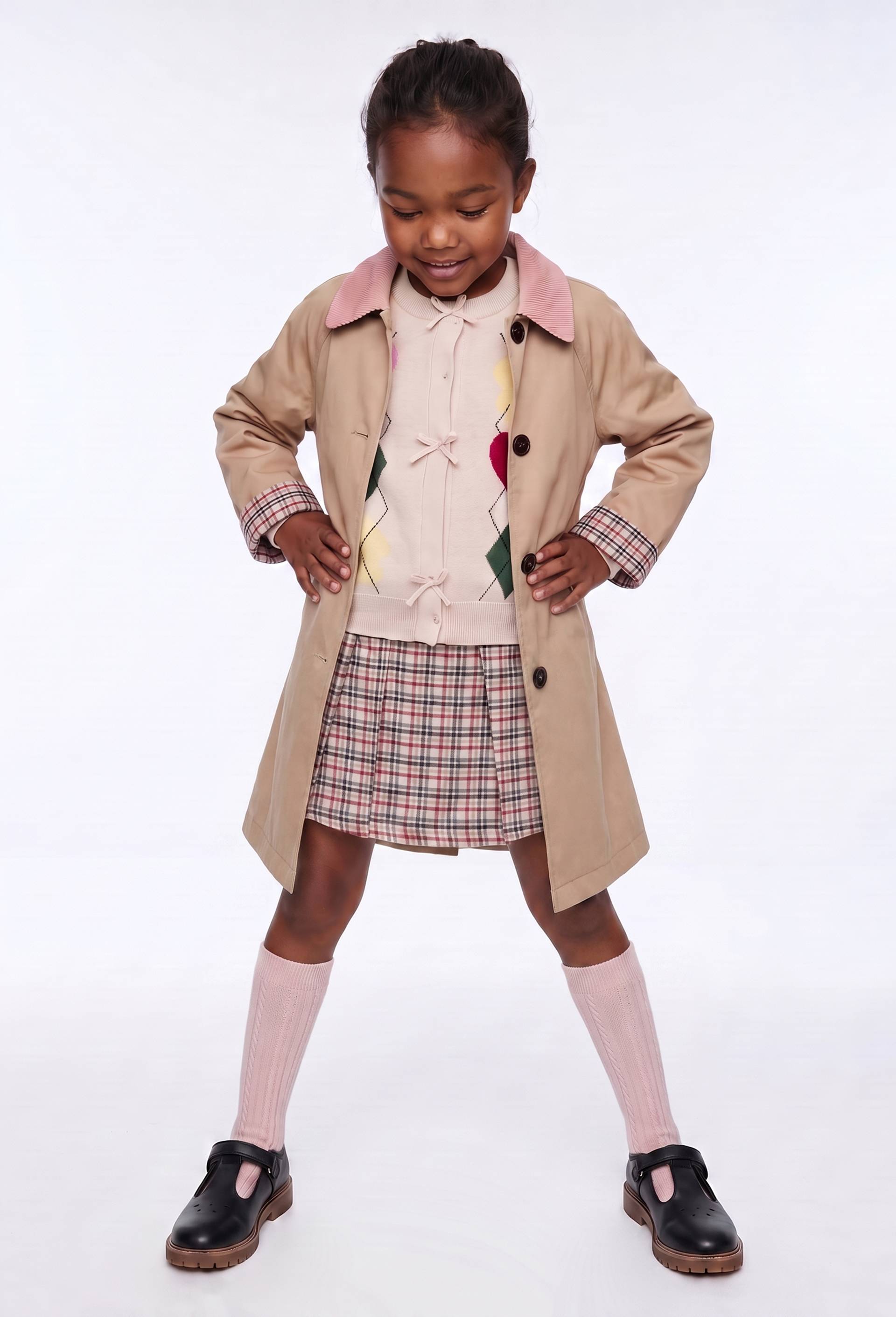 Trench col velours, Beige clair, large