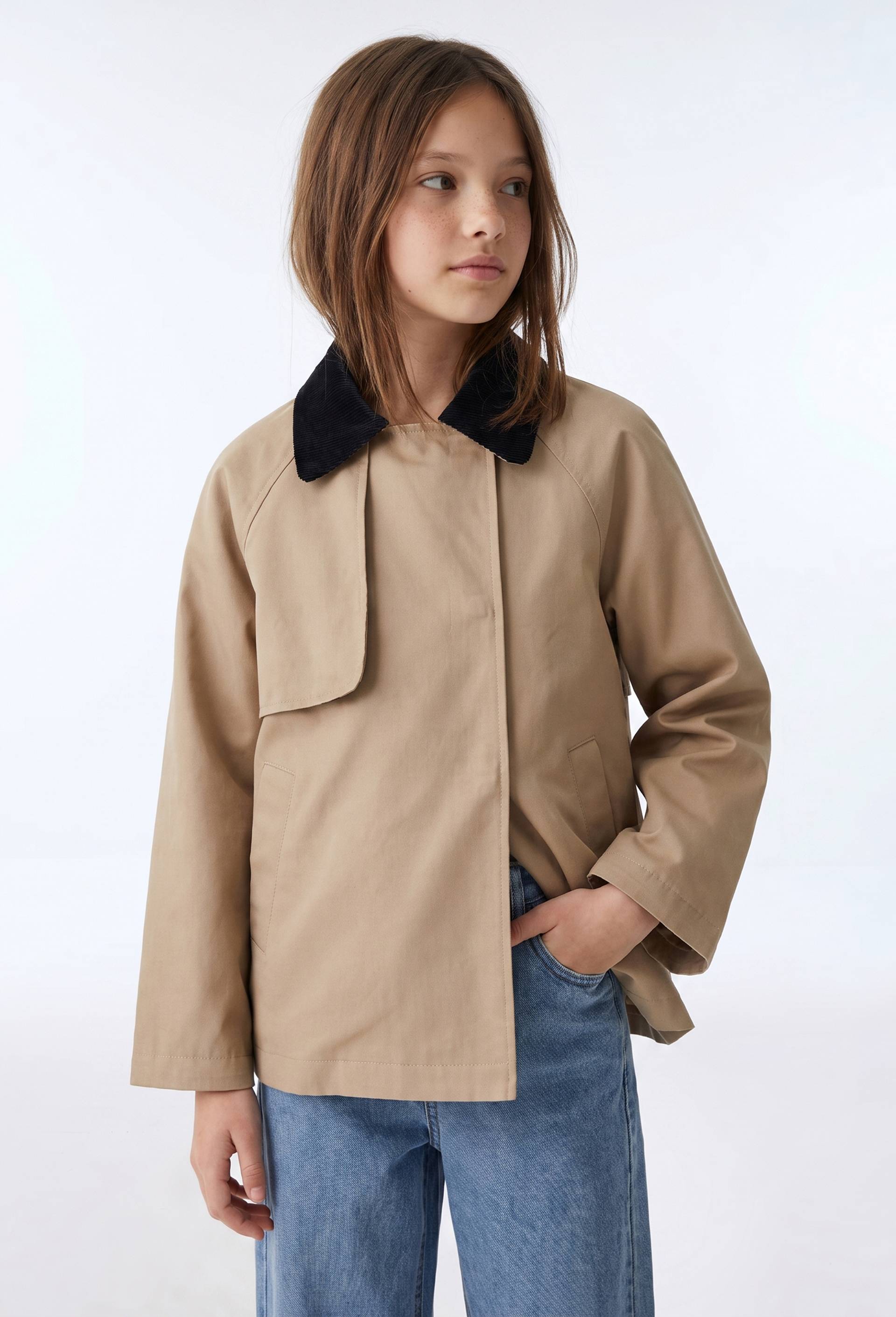 Trench coat col velours, Beige clair, large image number 0