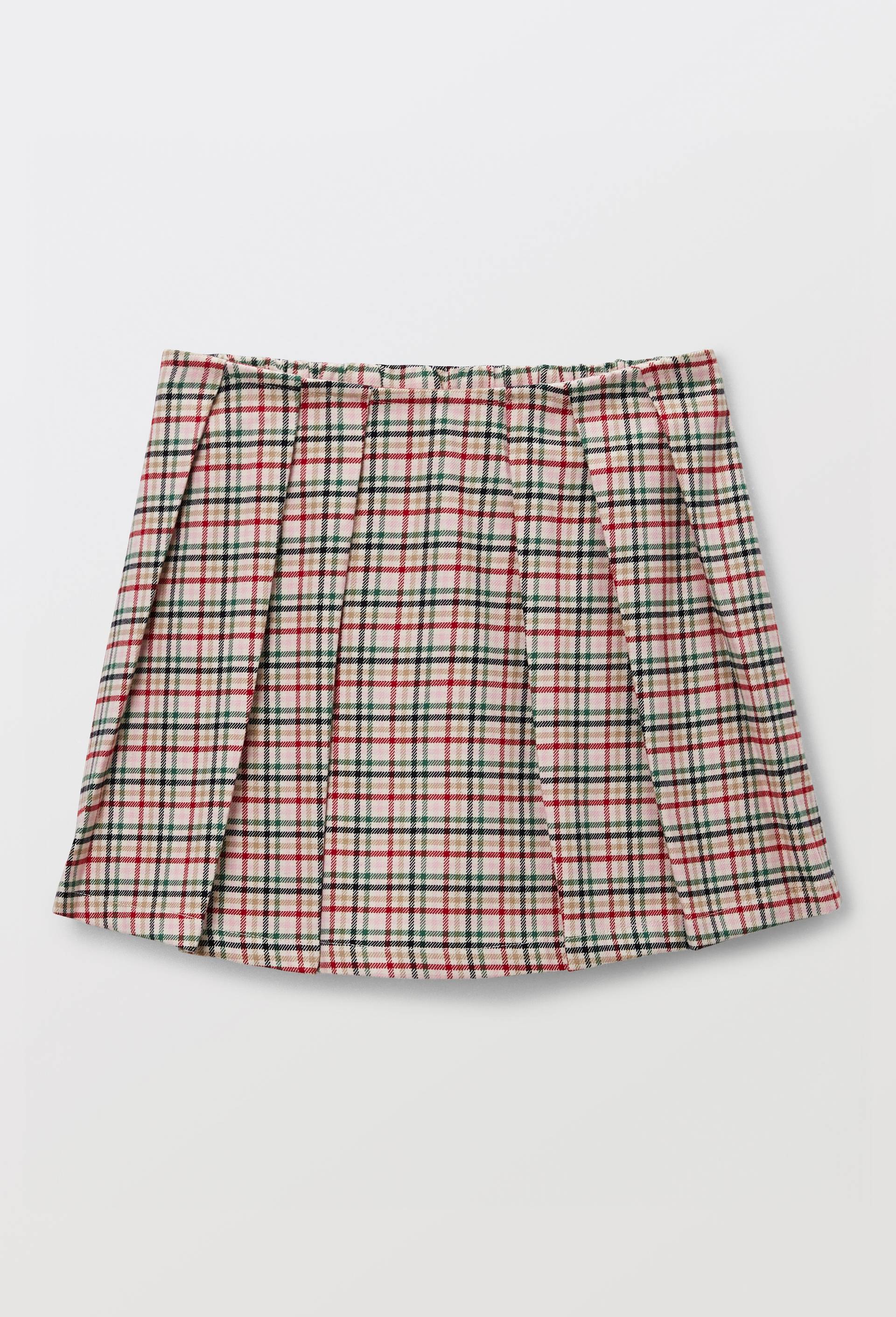 Jupe short &agrave; carreaux, Beige clair, large