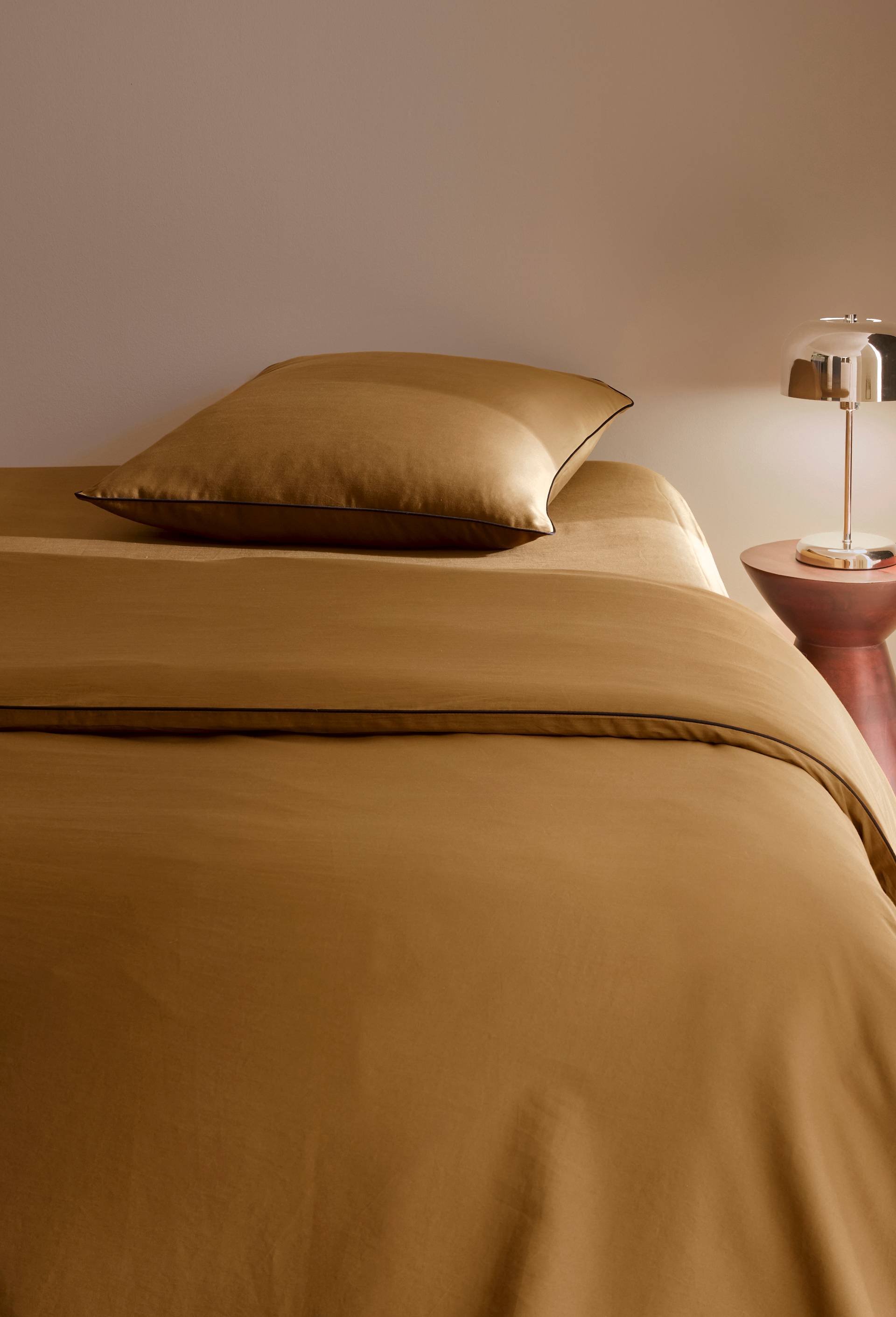 Housse de couette, satin de coton bio, Brun, large image number 0
