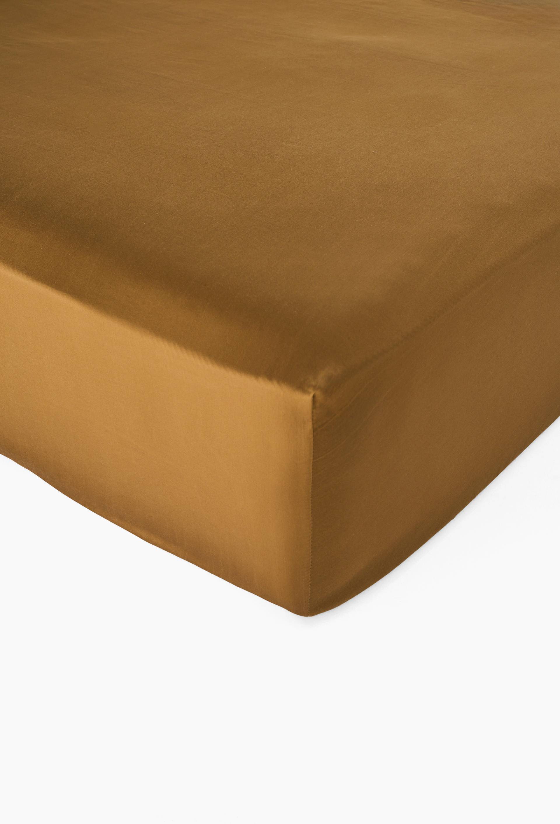 Drap housse, satin de coton bio, Brun, large image number 0