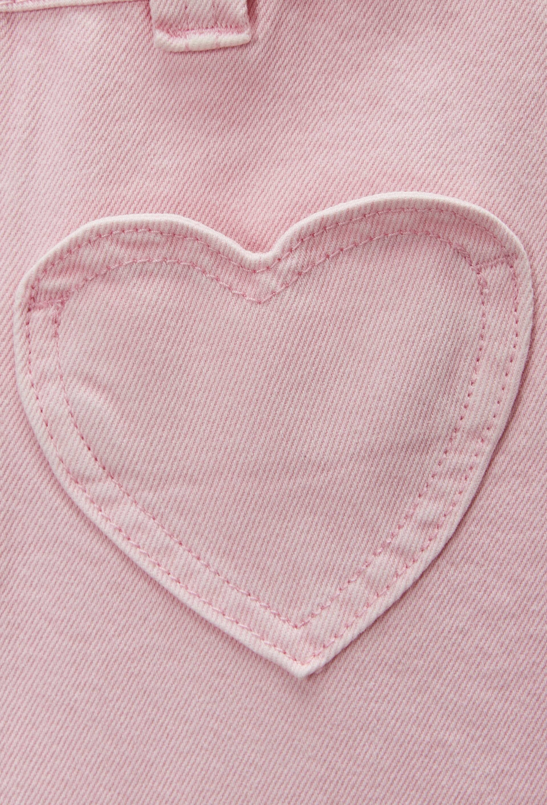 Pantalon uni avec poche coeur en coton, Rose, large image number 4.0
