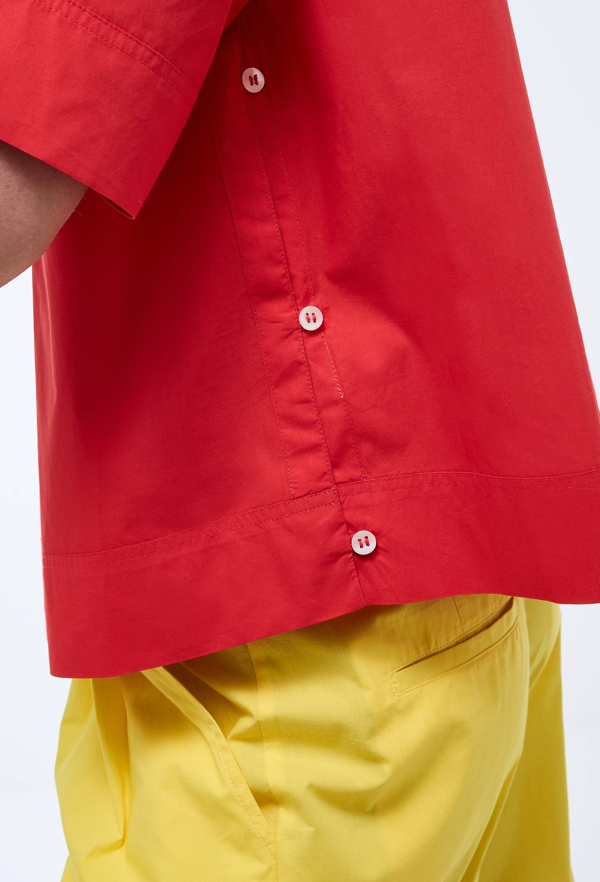 Blouse manches courtes unie en coton BIO GOTS, Rouge, large image number 2.0