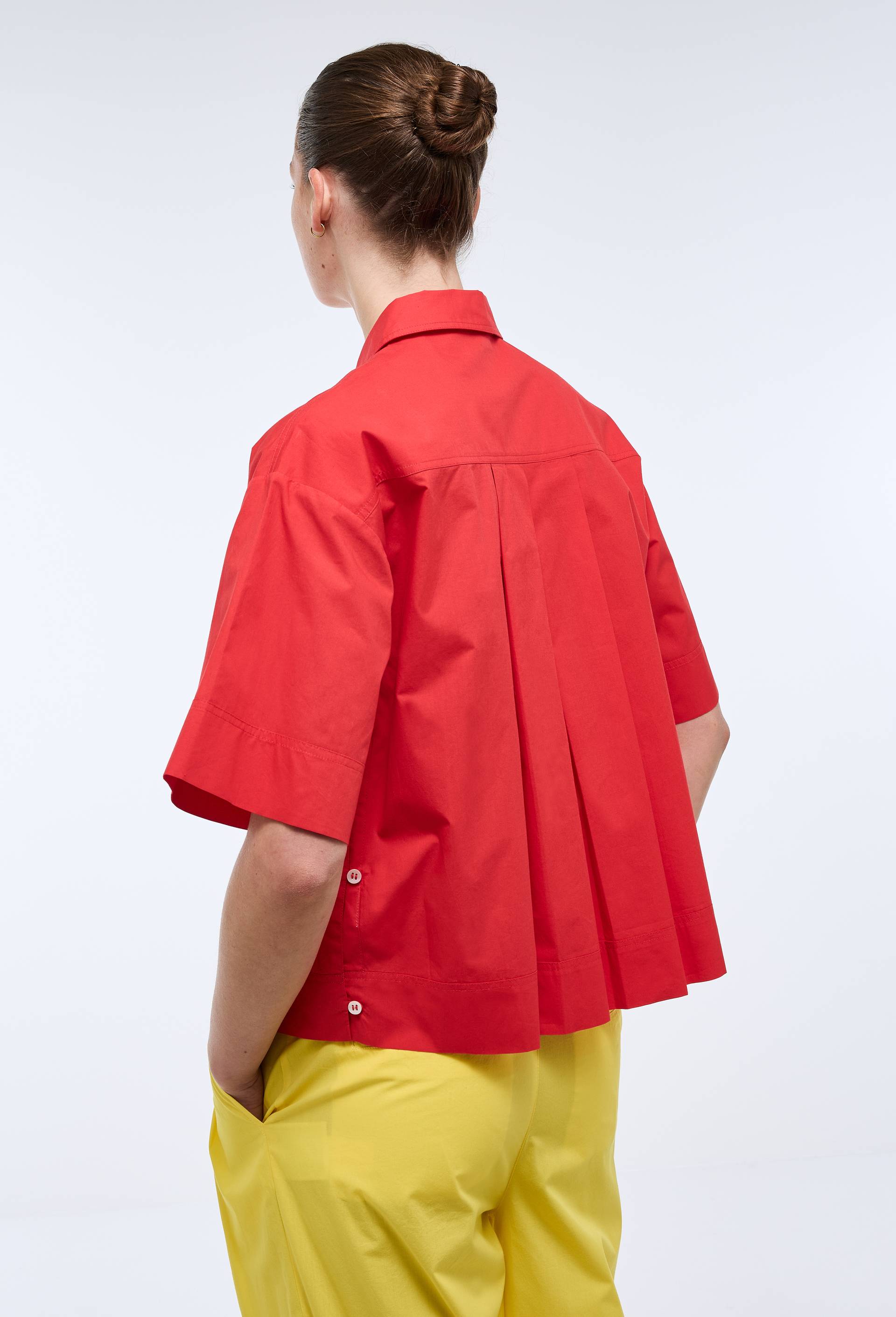 Blouse manches courtes unie en coton BIO GOTS, Rouge, large image number 3.0
