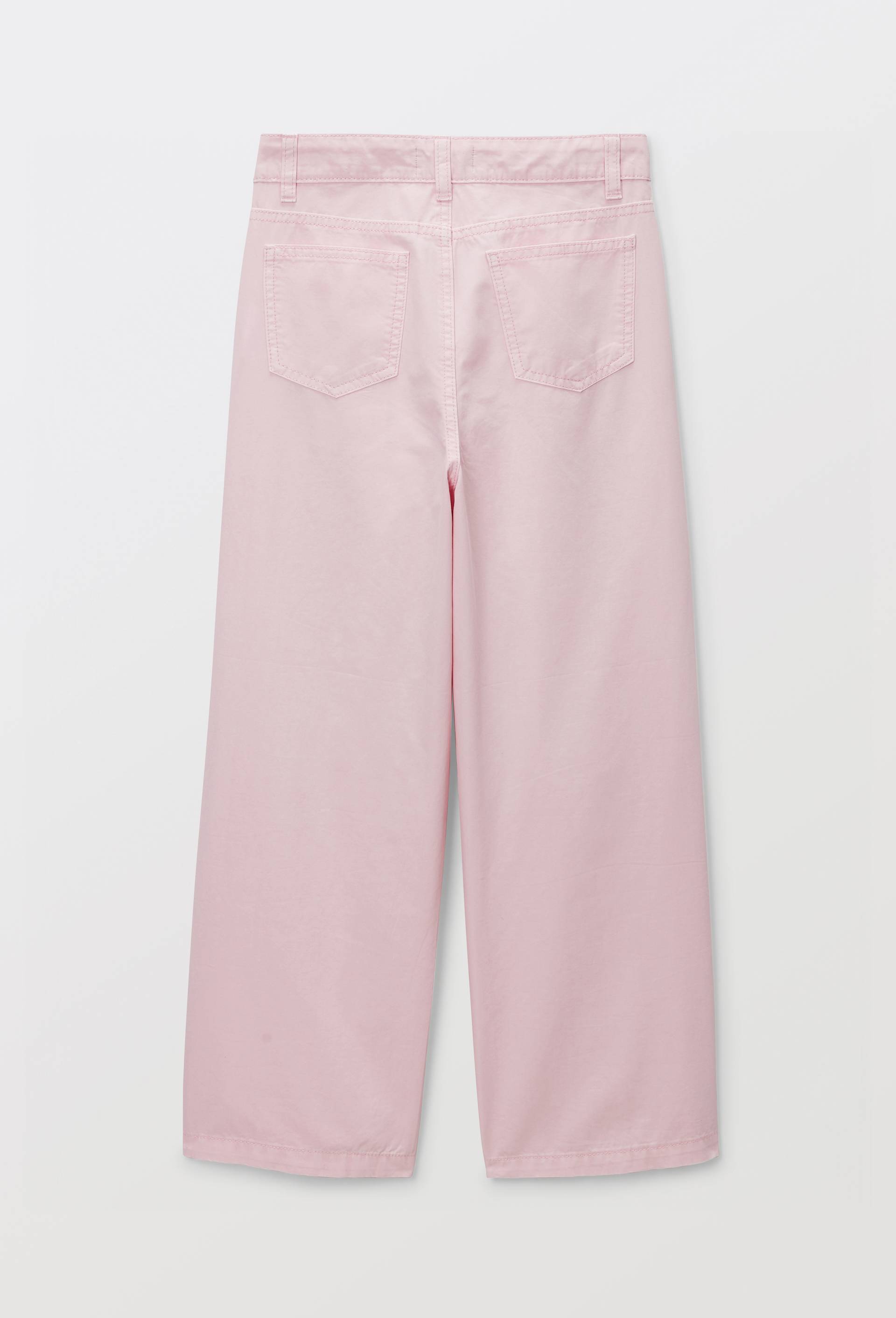 Pantalon uni &agrave; pinces en coton, Rose, large image number 2
