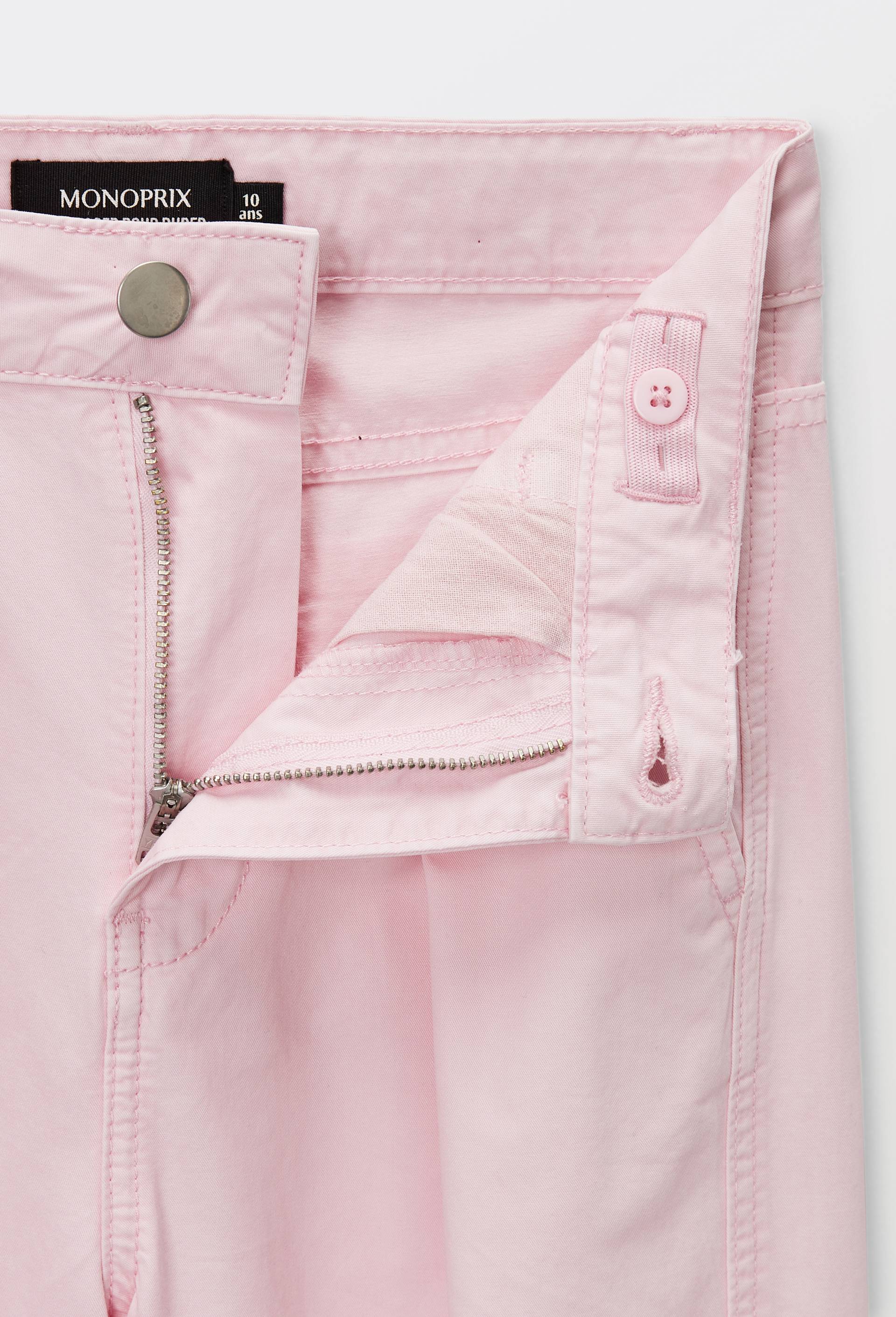 Pantalon uni &agrave; pinces en coton, Rose, large image number 3.0