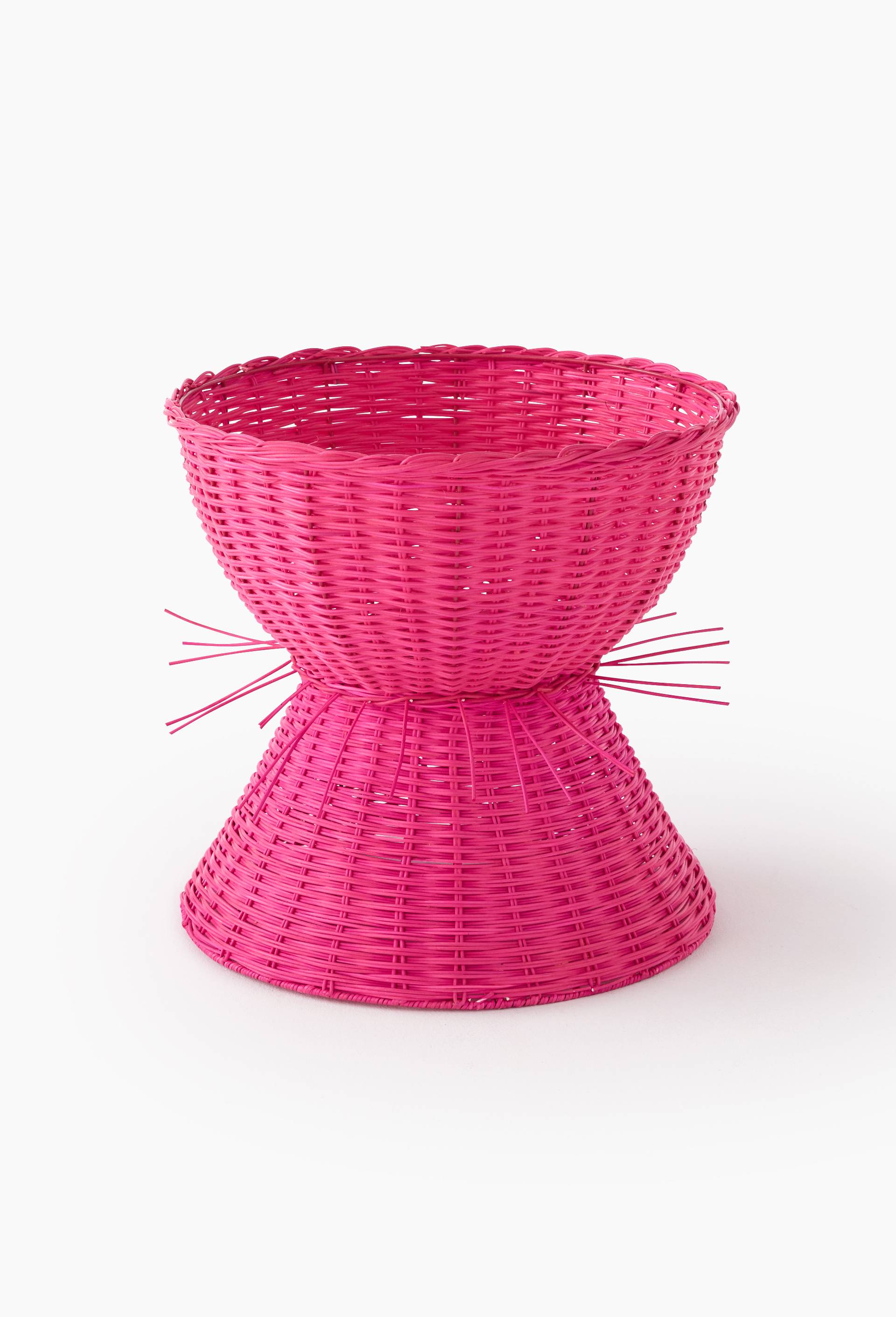 Panier rose, 40x40 cm, en rotin - MESTIZ x MONOPRIX, Rose fonc&eacute;, large image number 0