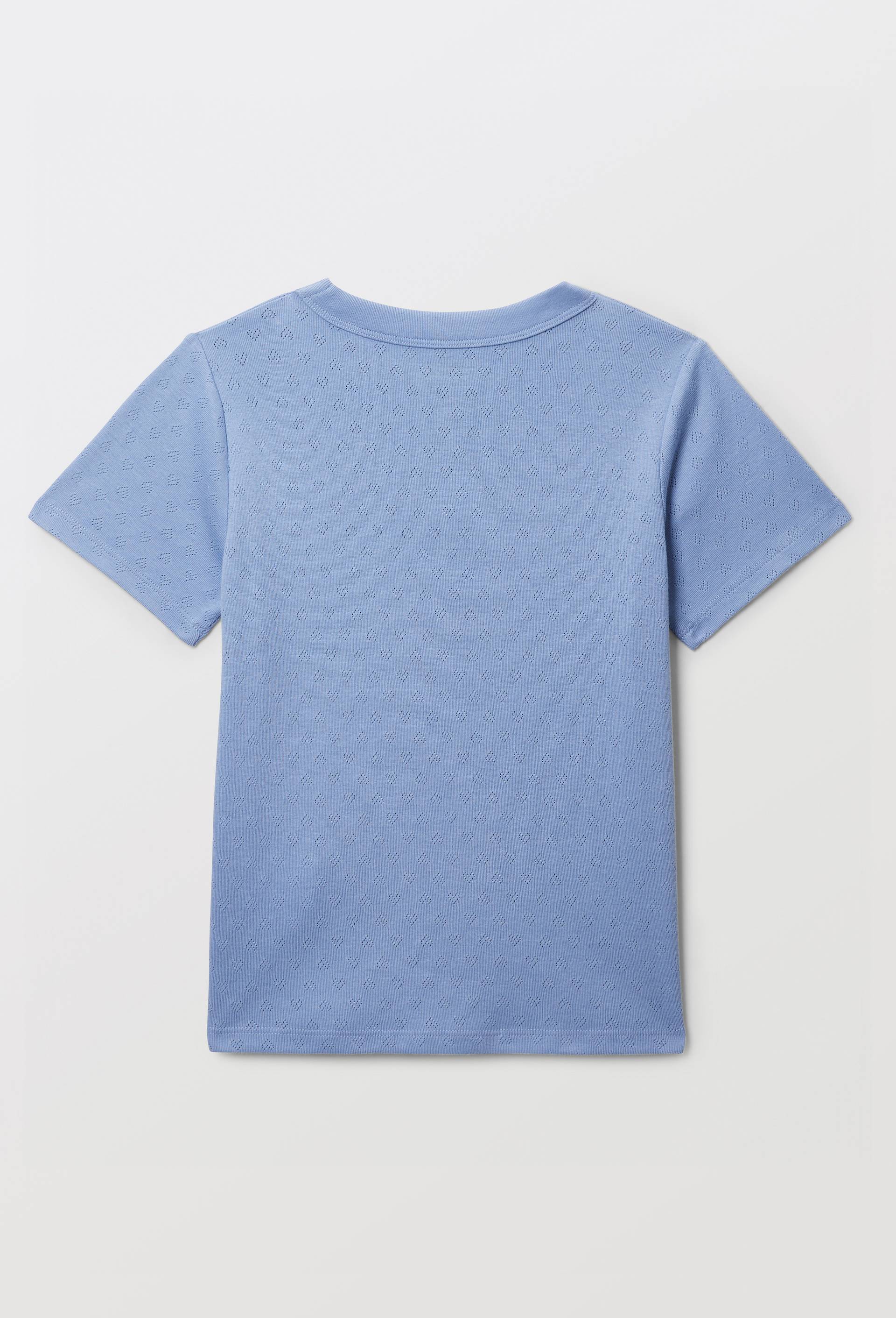 T-shirt en pointelle uni, Bleu, large image number 2