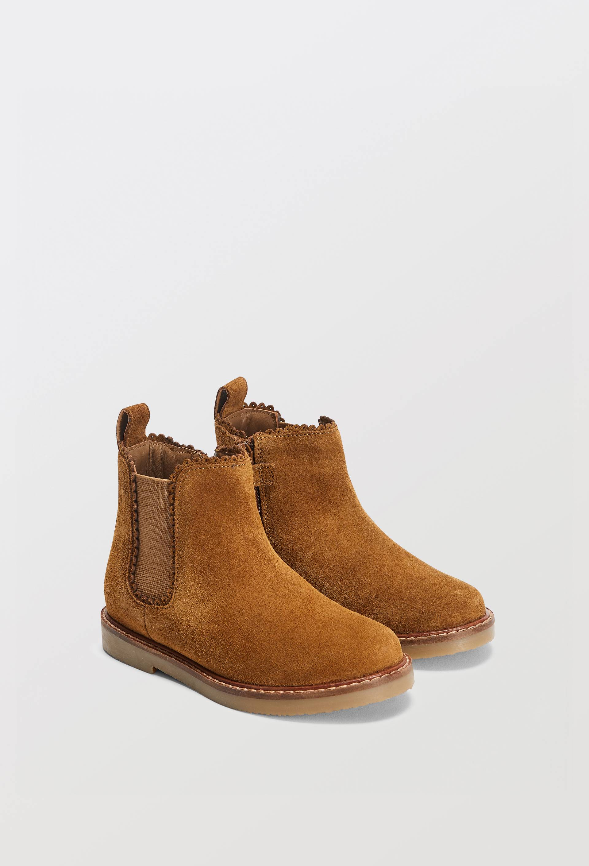Bottines chelsea festons en cuir, Brun clair, large image number 0.0