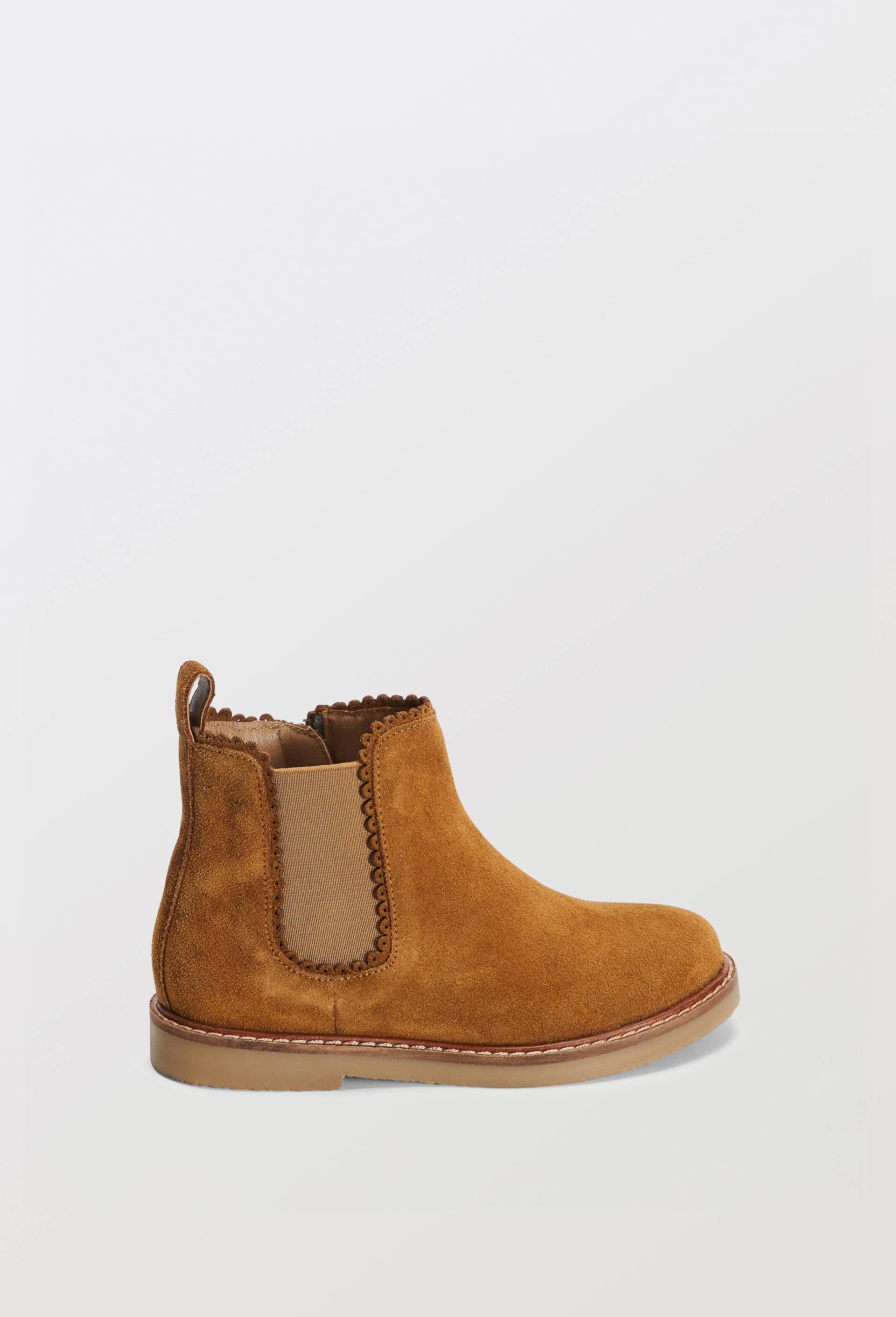 Bottines chelsea festons en cuir, Brun clair, large image number 1.0