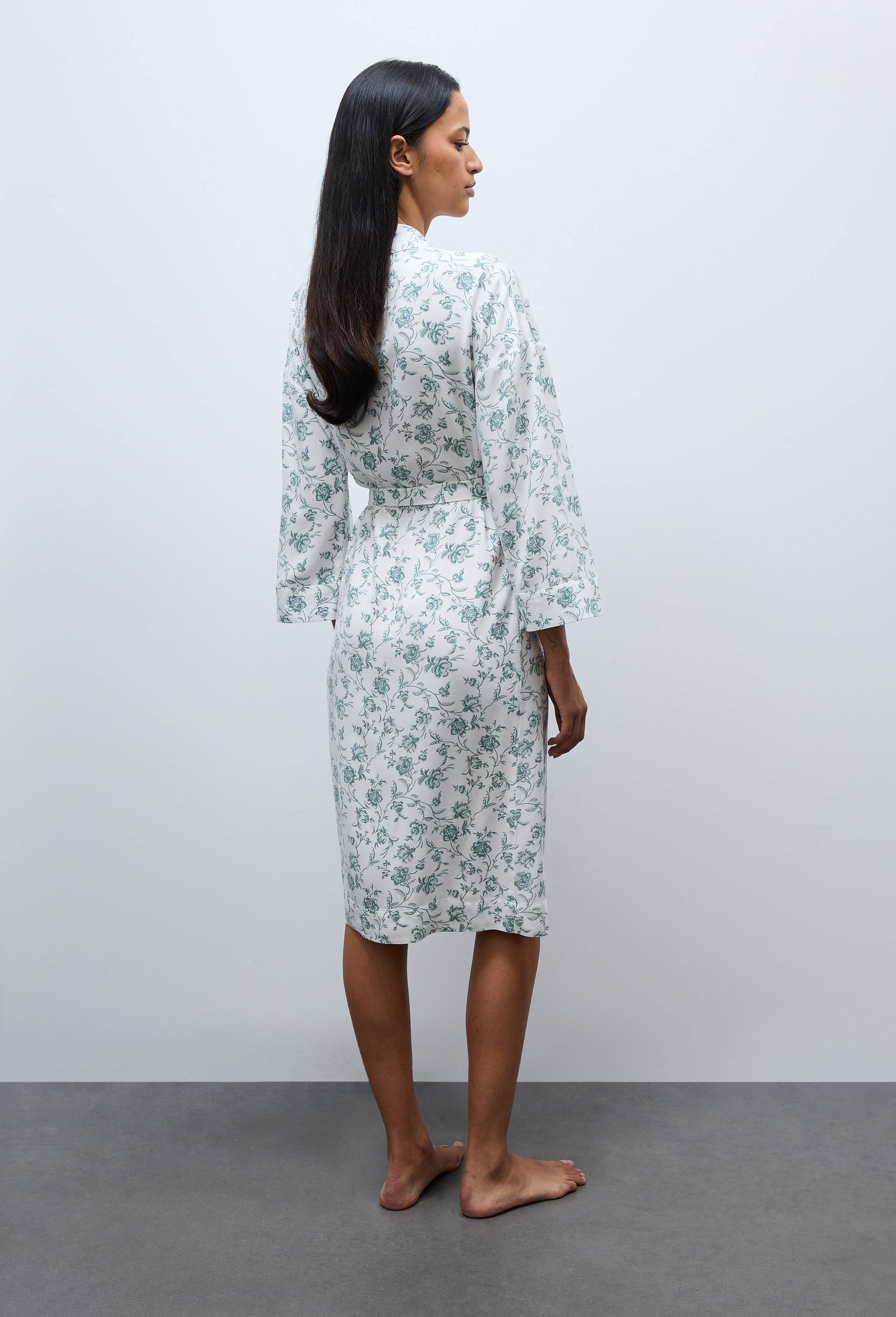 Kimono long imprim&eacute; en viscose, Ecru, large image number 1.0
