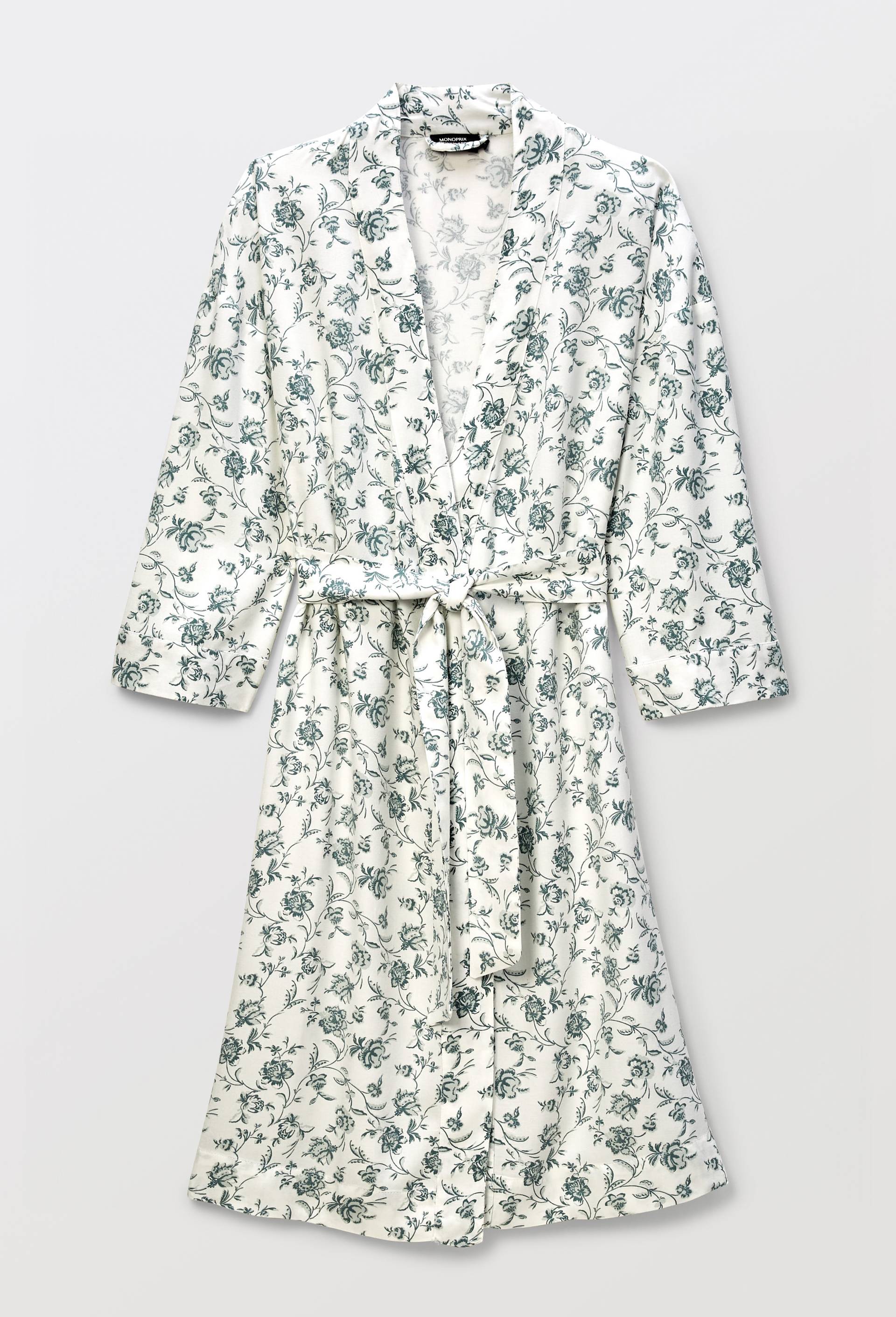 Kimono long imprim&eacute; en viscose, Ecru, large image number 2.0