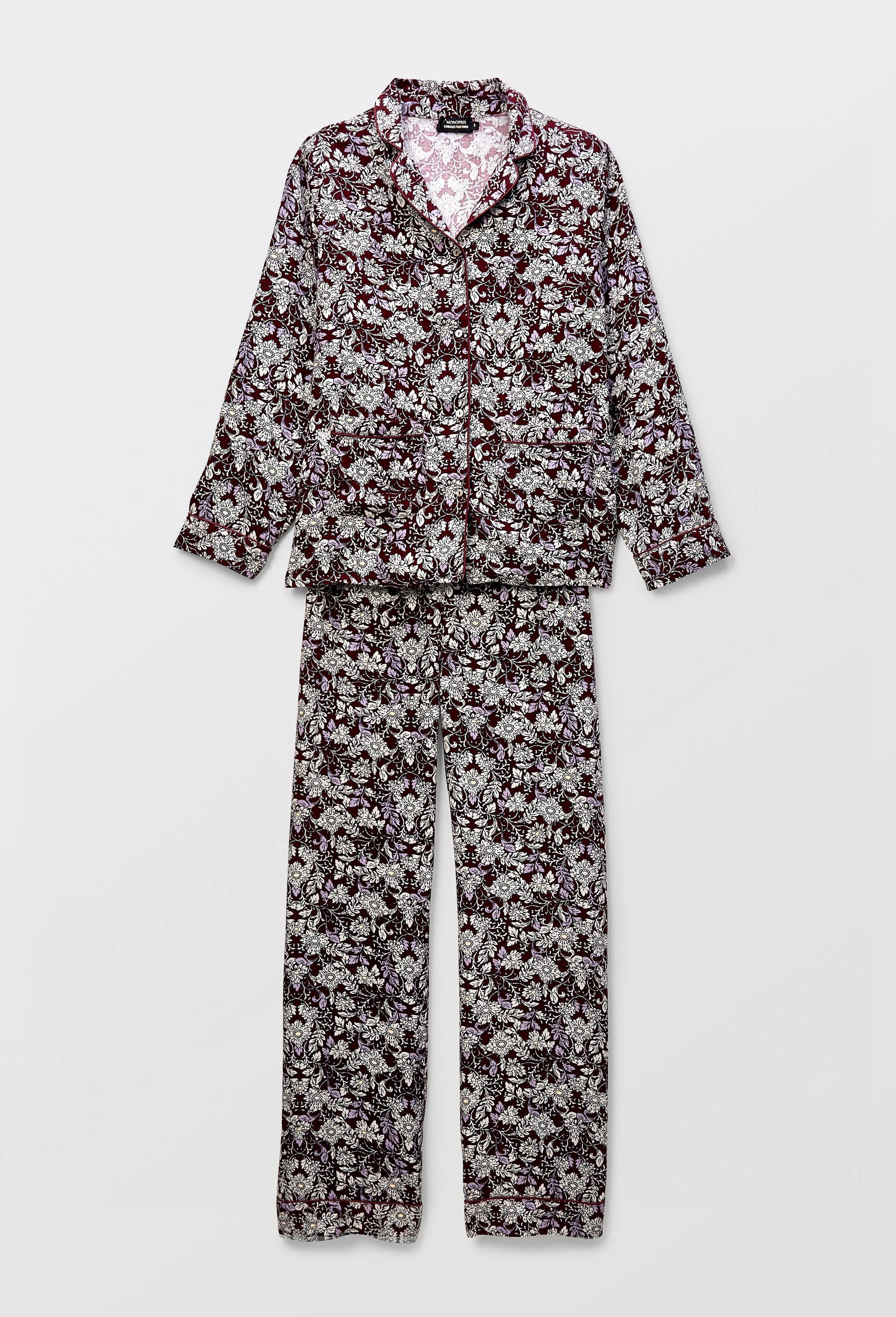 Pyjama en viscose imprim&eacute;e, Rouge fonc&eacute;, large image number 2