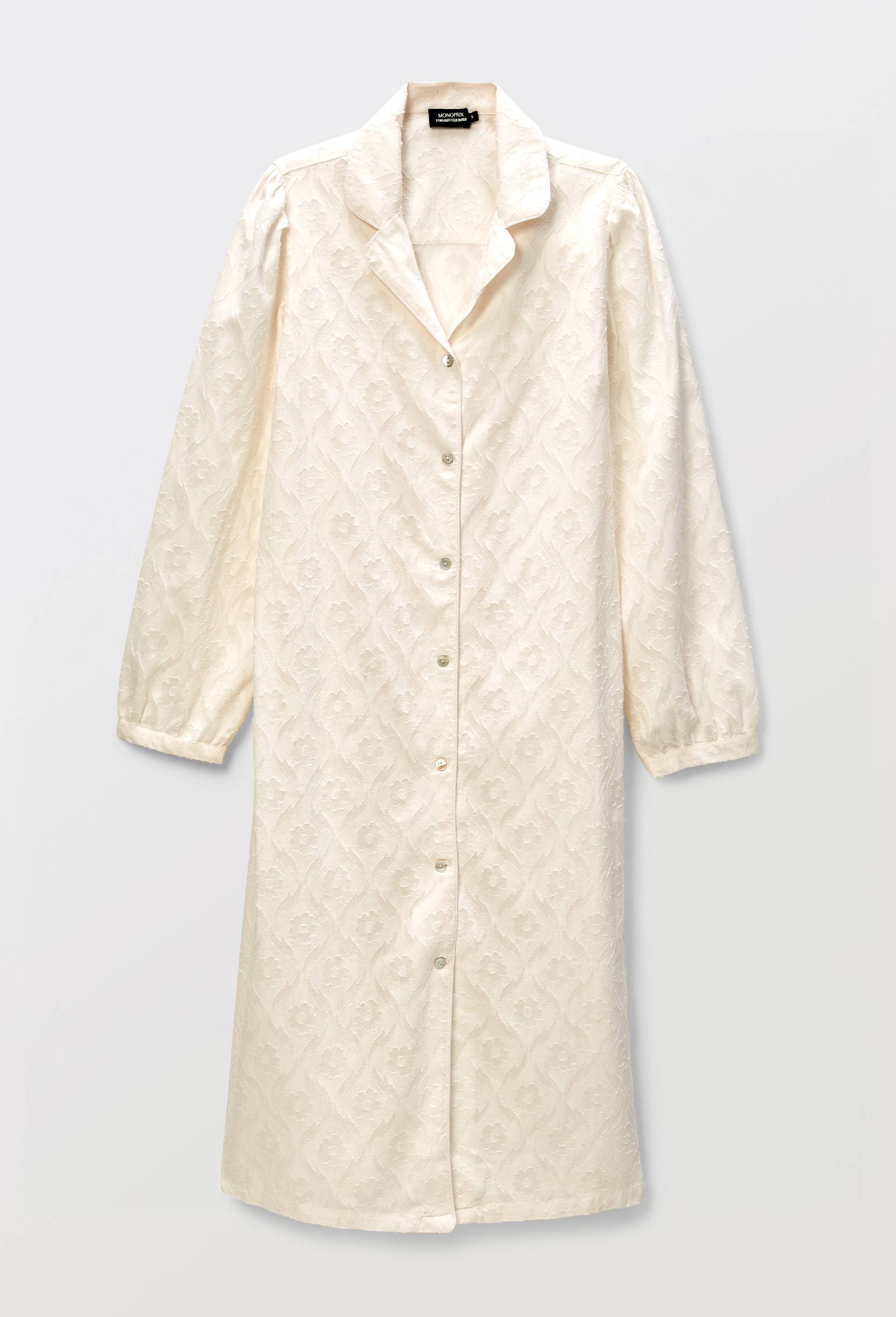 Chemise de nuit en d&eacute;vor&eacute; de coton bio GOTS, Ecru, large image number 2
