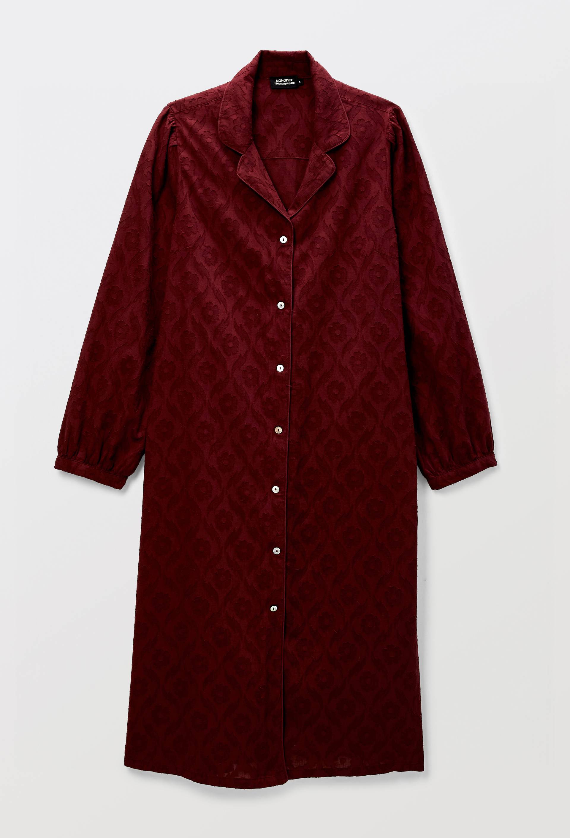 Chemise de nuit en d&eacute;vor&eacute; de coton bio GOTS, Rouge fonc&eacute;, large image number 2
