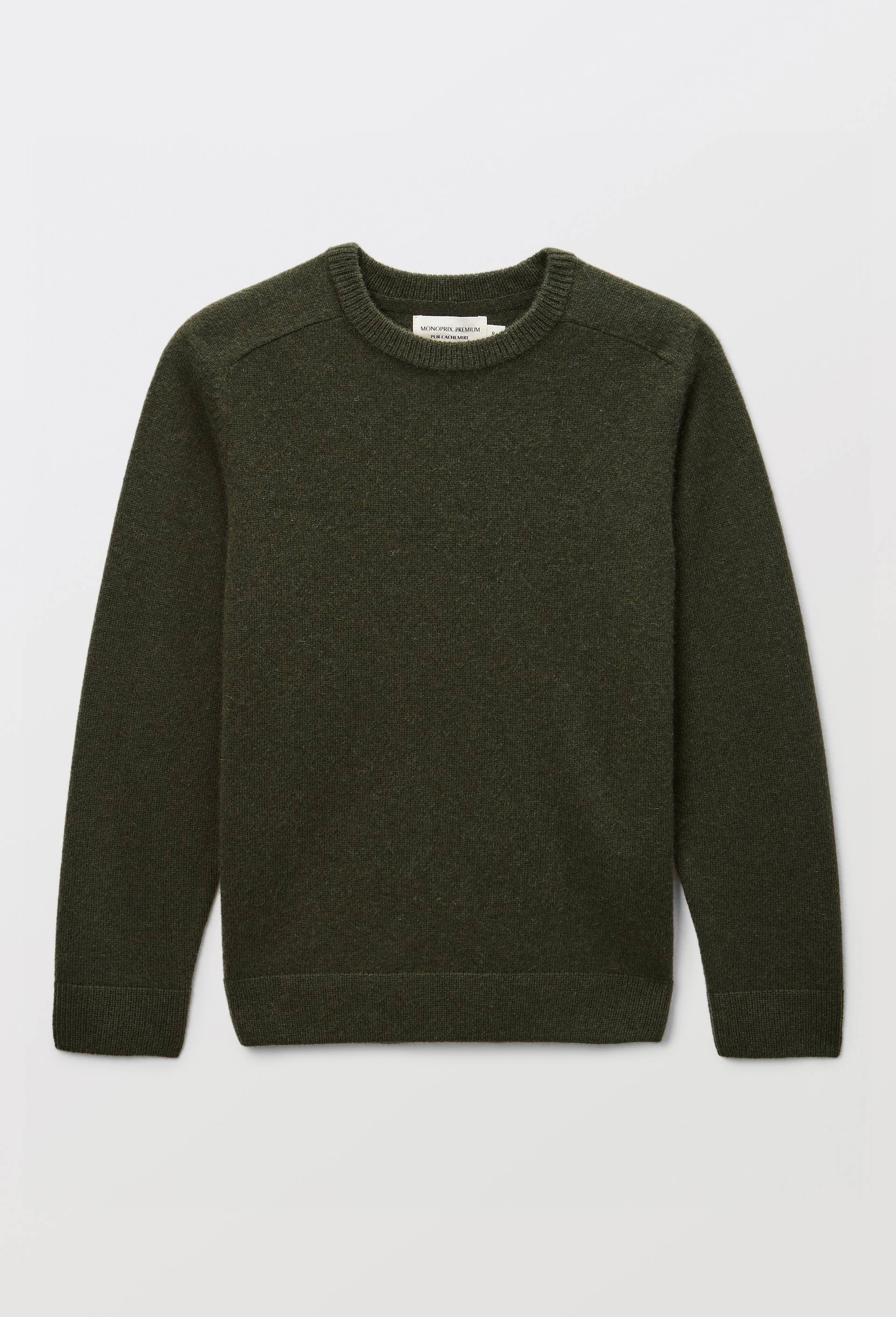 Pull uni col rond en 100% cachemire, Vert fonc&eacute;, large image number 1