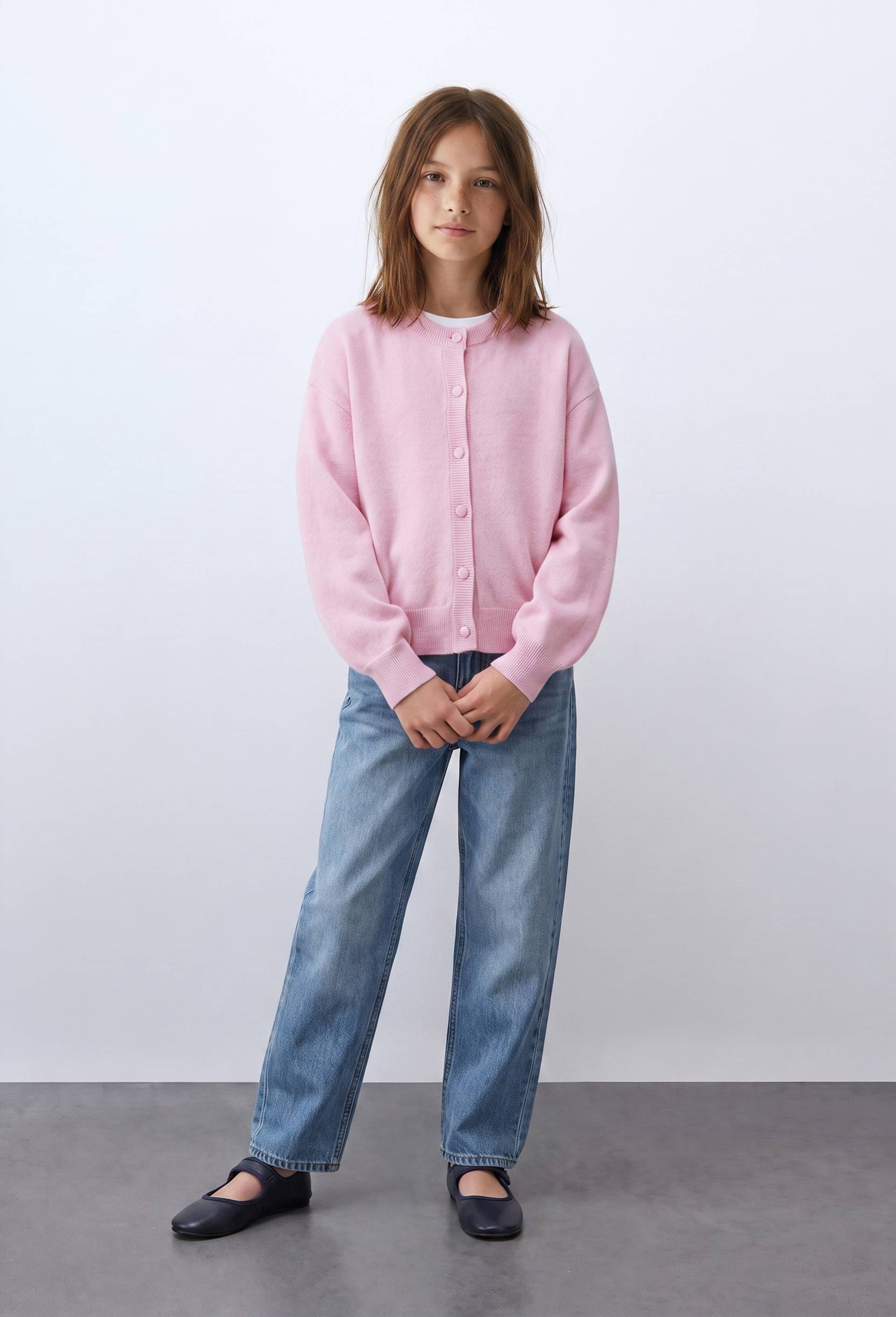 Cardigan uni 100% cachemire, Rose, large image number 0