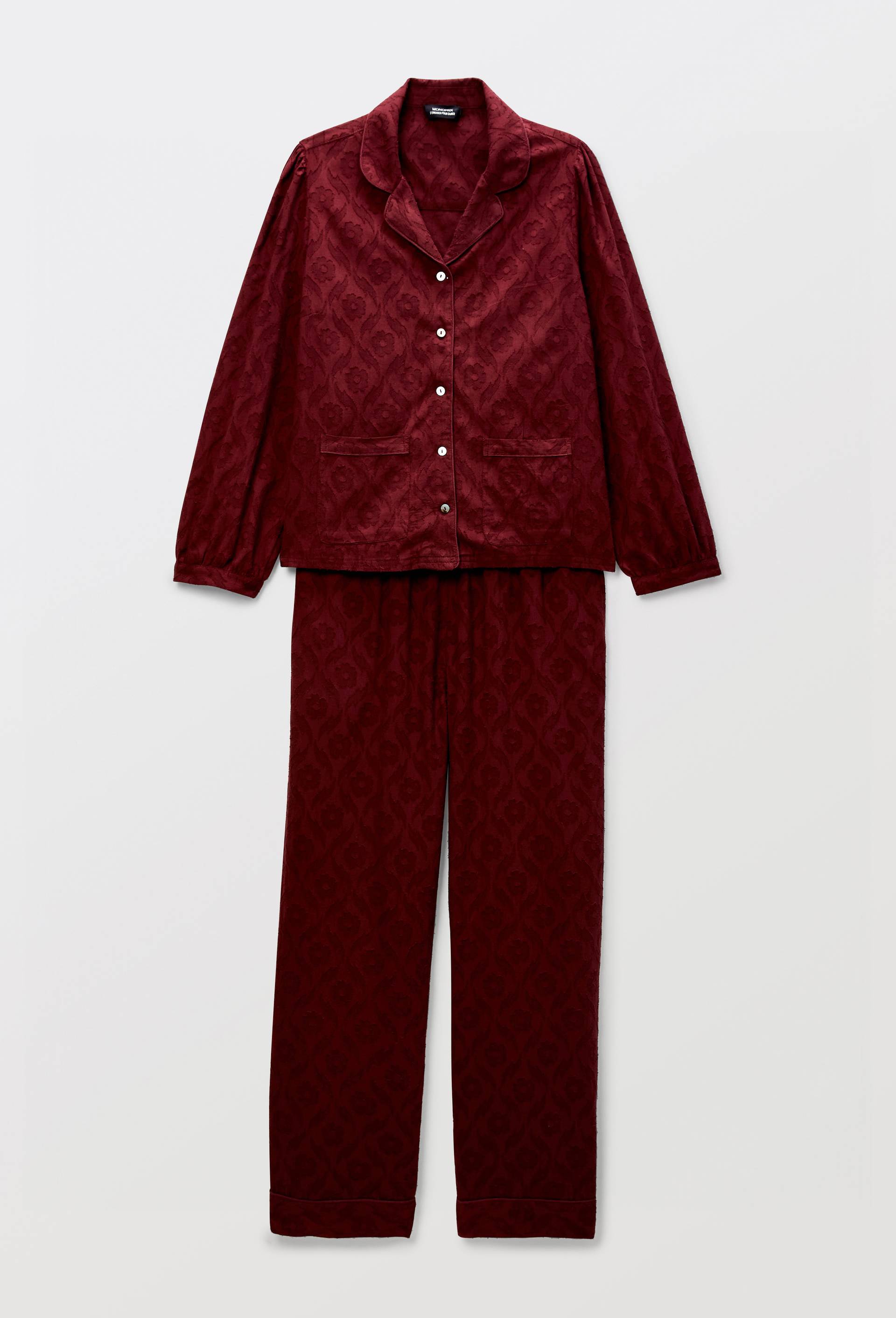 Pyjama en d&eacute;vor&eacute; de coton bio GOTS, Rouge fonc&eacute;, large image number 3.0