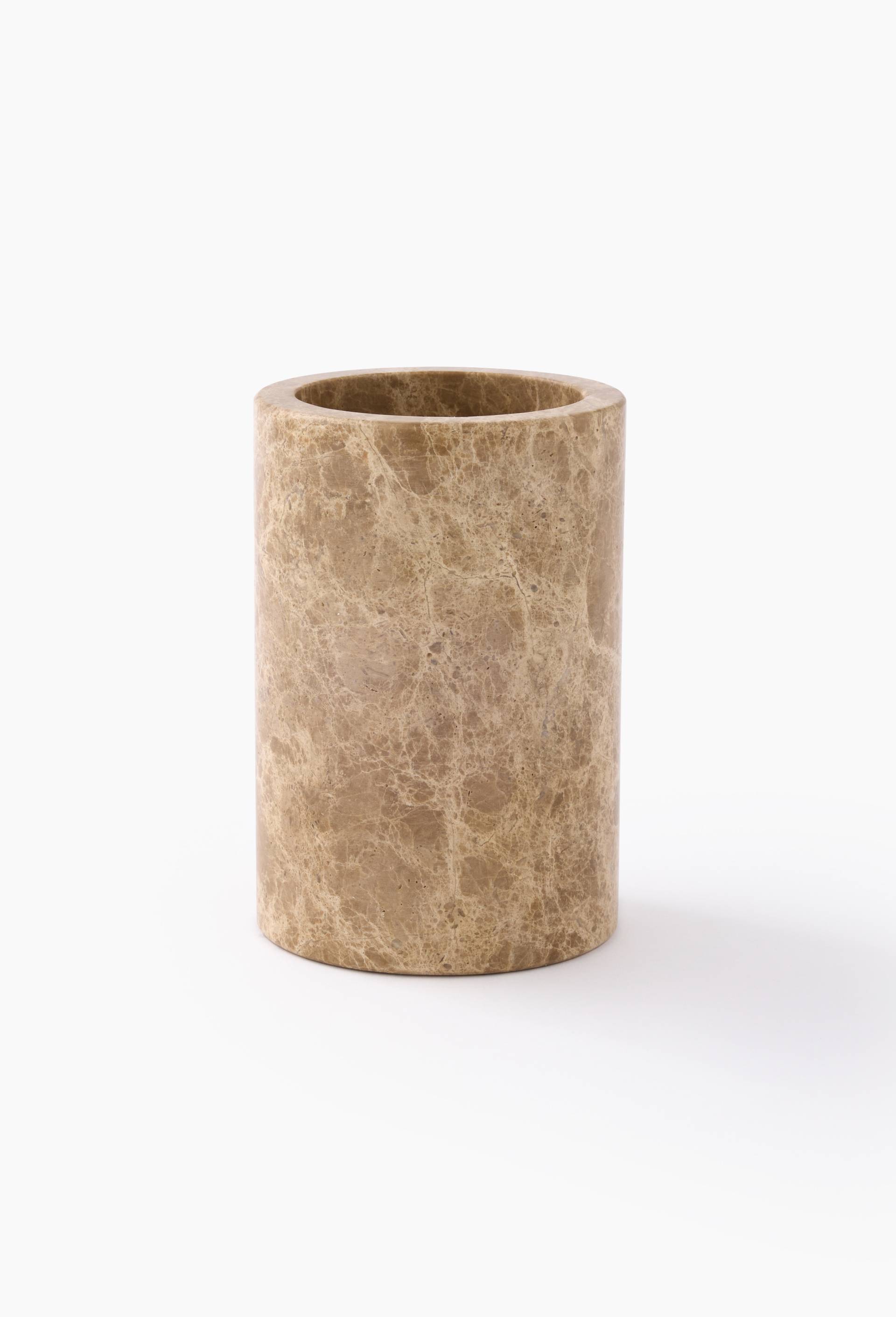 Pot &agrave; ustensiles en marbre, 18x12cm, Brun clair, large image number 0