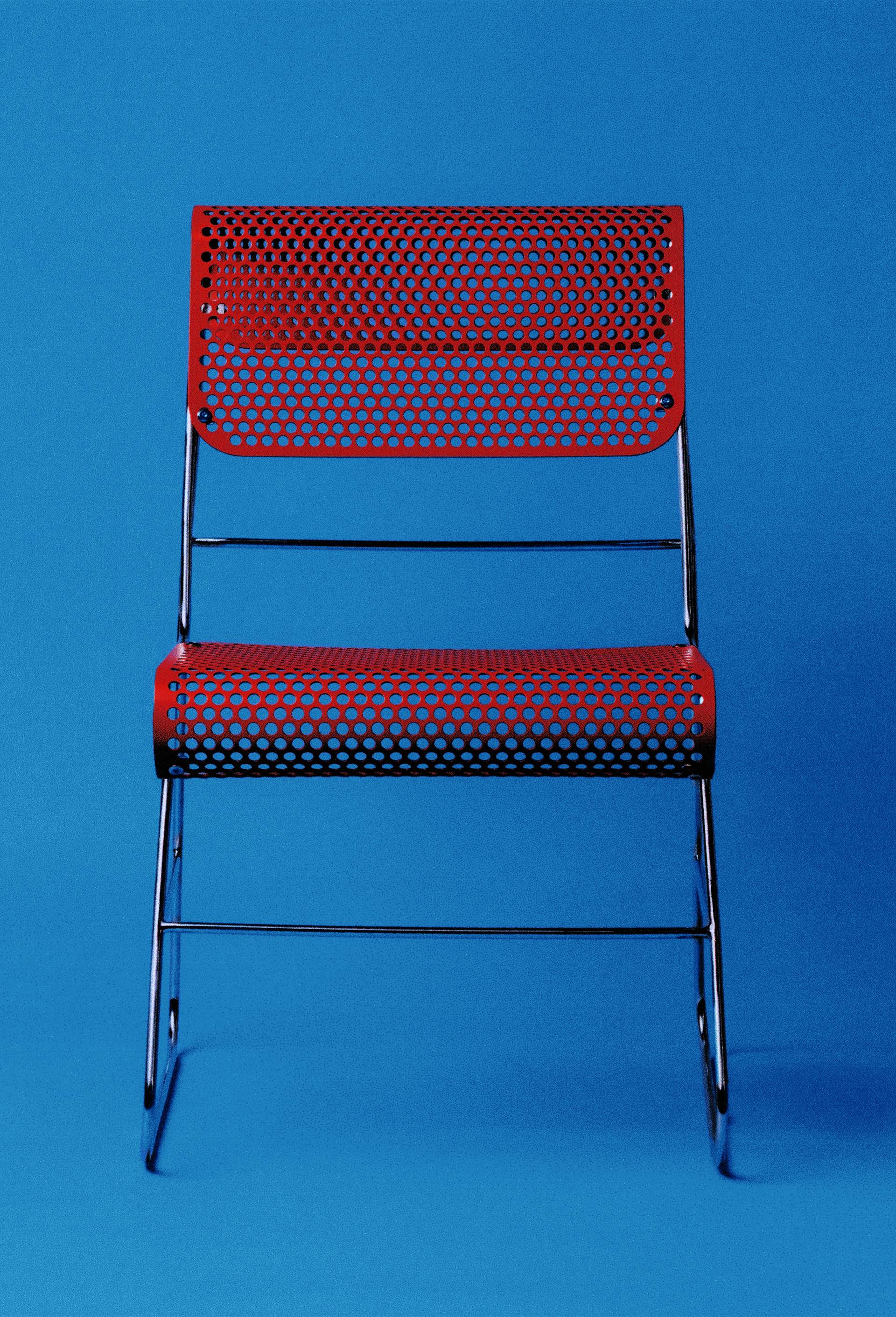 EXCLU WEB - Chaise, 49x45x76 cm, en m&eacute;tal laqu&eacute; - HALL HAUS x MONOPRIX, Rouge, large image number 2.0
