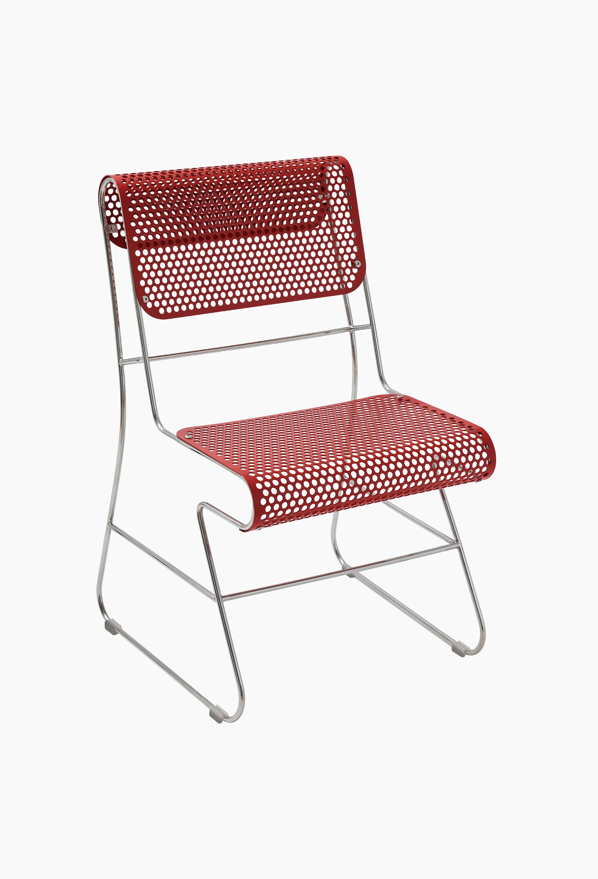 EXCLU WEB - Chaise, 49x45x76 cm, en m&eacute;tal laqu&eacute; - HALL HAUS x MONOPRIX, Rouge, large image number 3