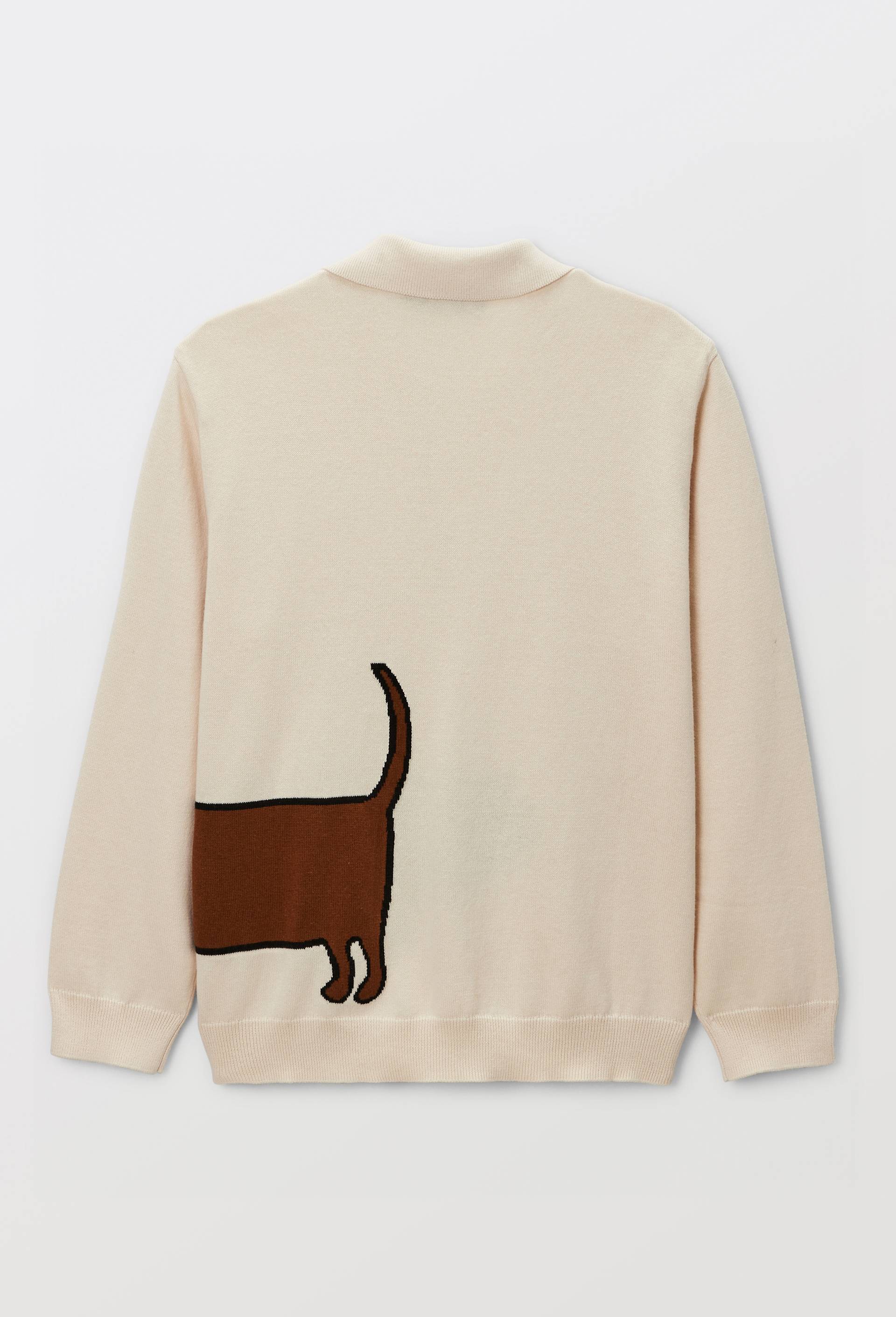 Pull col polo imprim&eacute; en coton, Beige clair, large image number 2