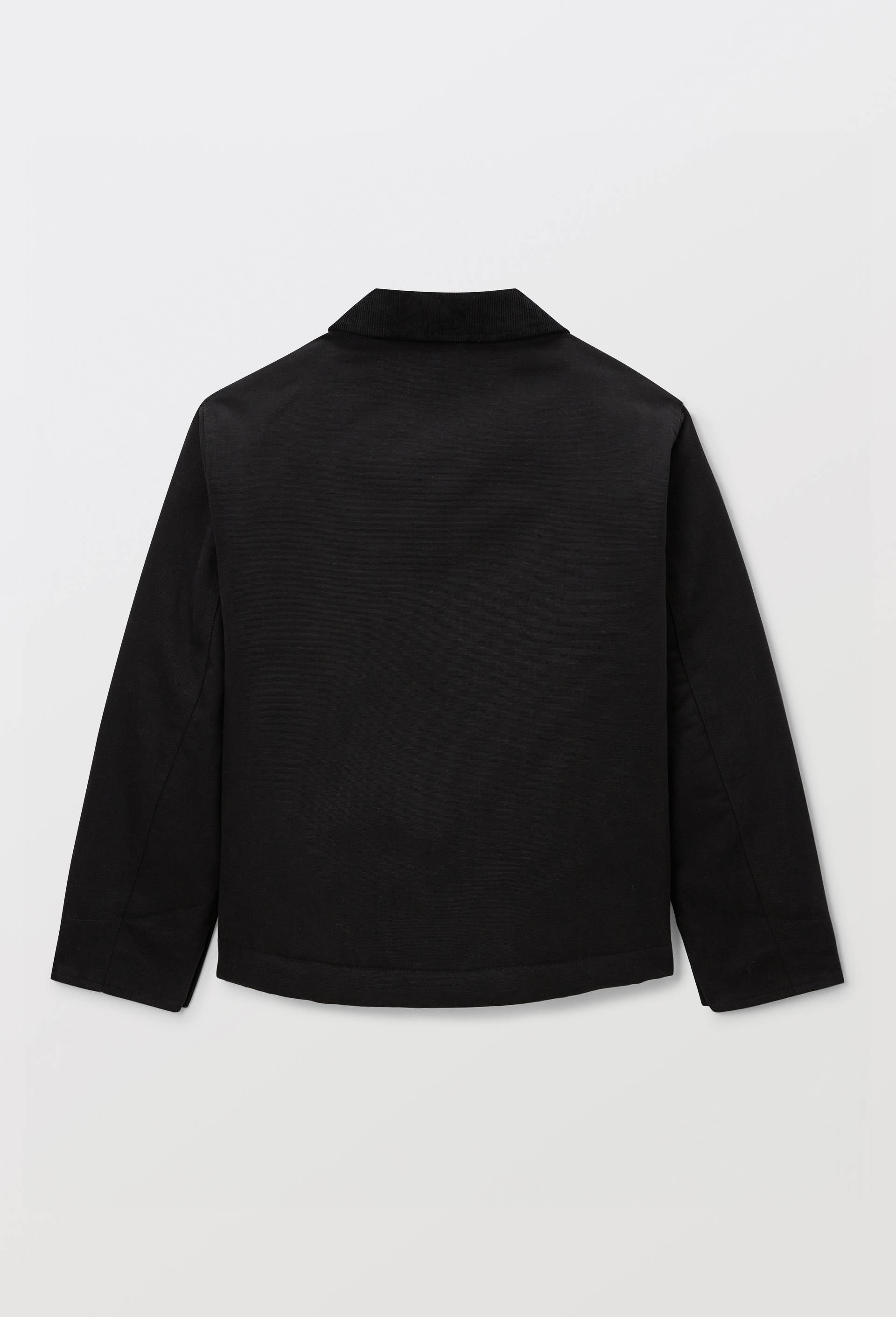 Veste avec col en velours unie contenant du coton, Noir, large image number 2.0