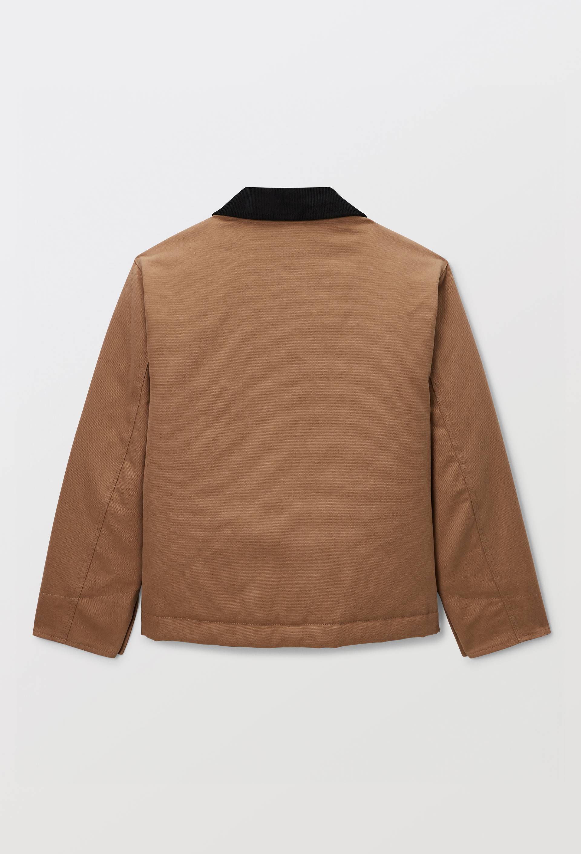 Veste avec col en velours unie contenant du coton, Beige, large