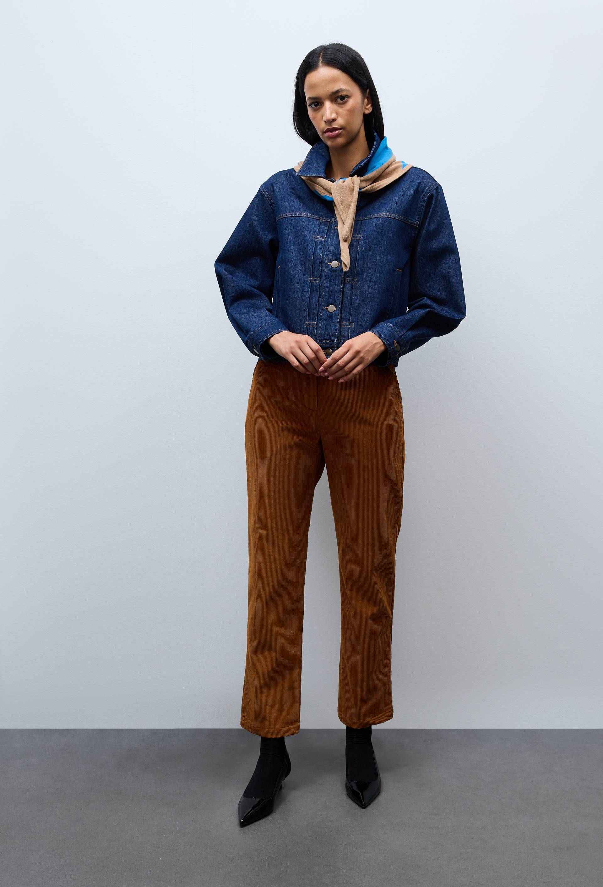 Pantalon en velours droit en coton BIO GOTS, Brun, large image number 0.0