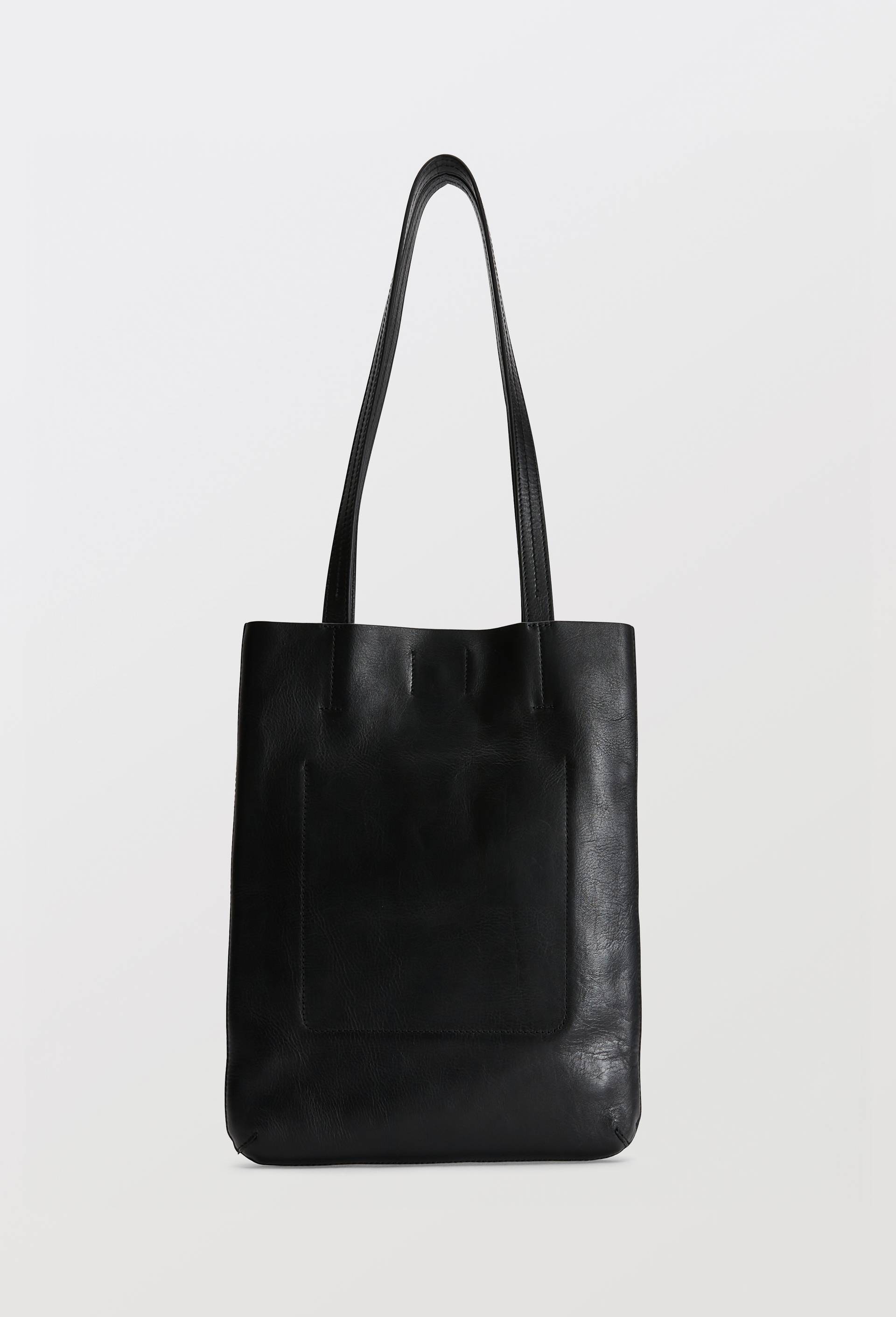 Cabas en cuir, Noir, swatch image