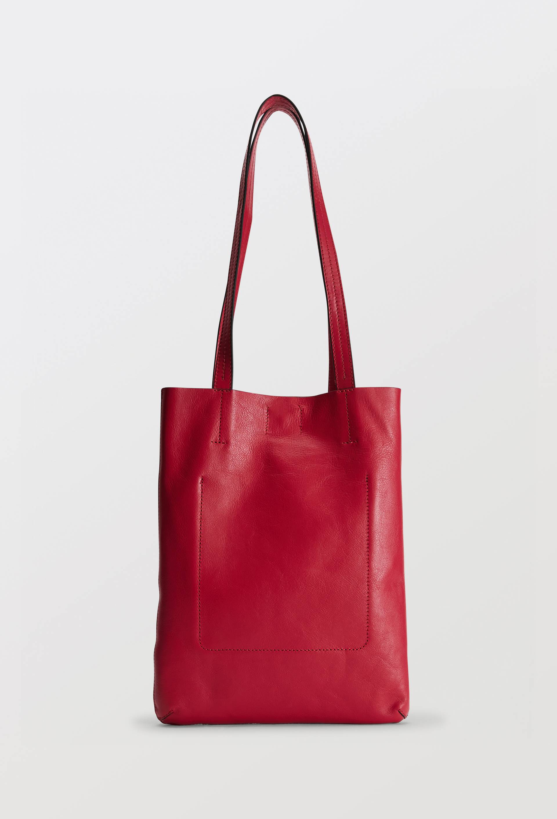 Cabas en cuir, Rouge, large image number 0.0