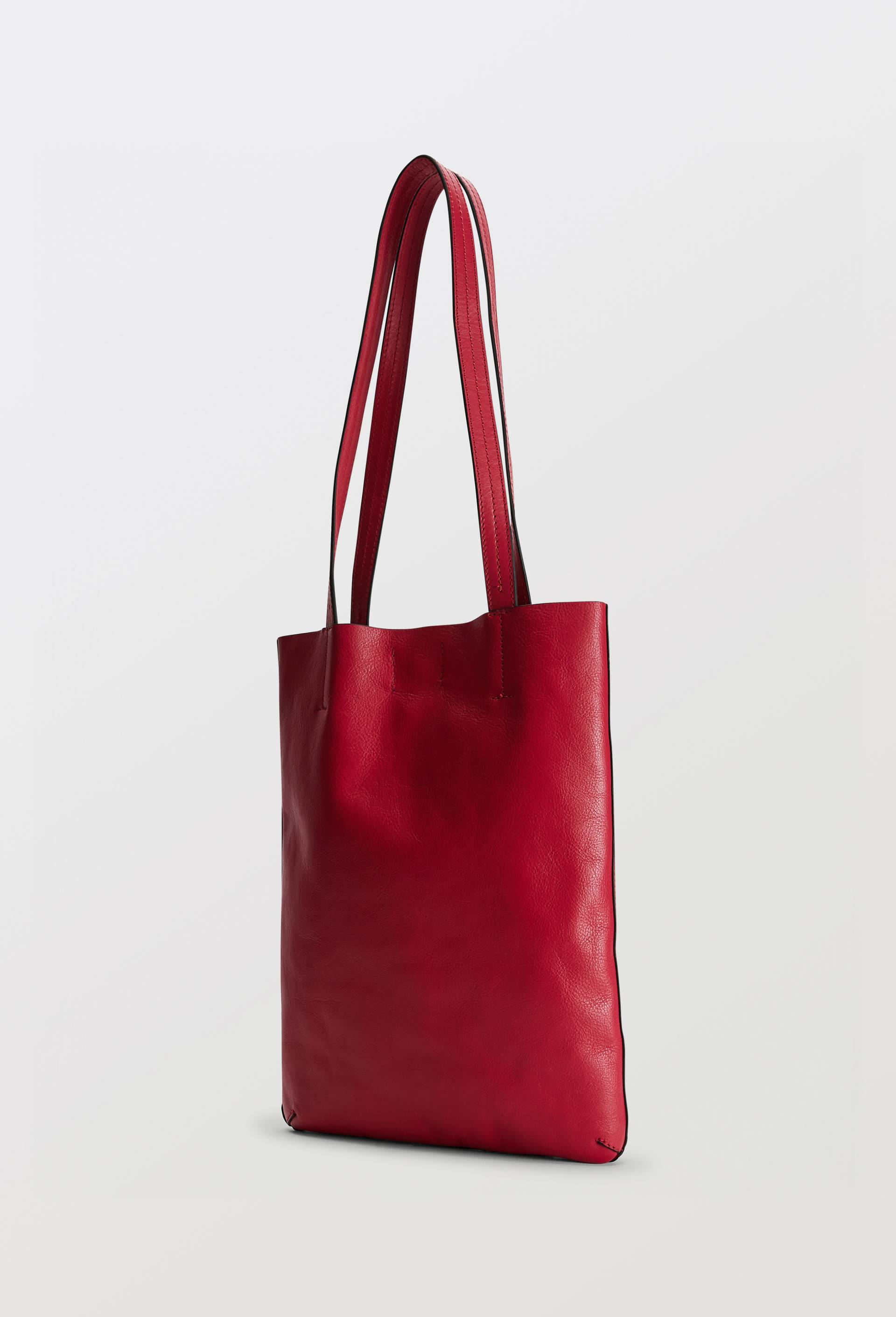 Cabas en cuir, Rouge, large image number 1.0