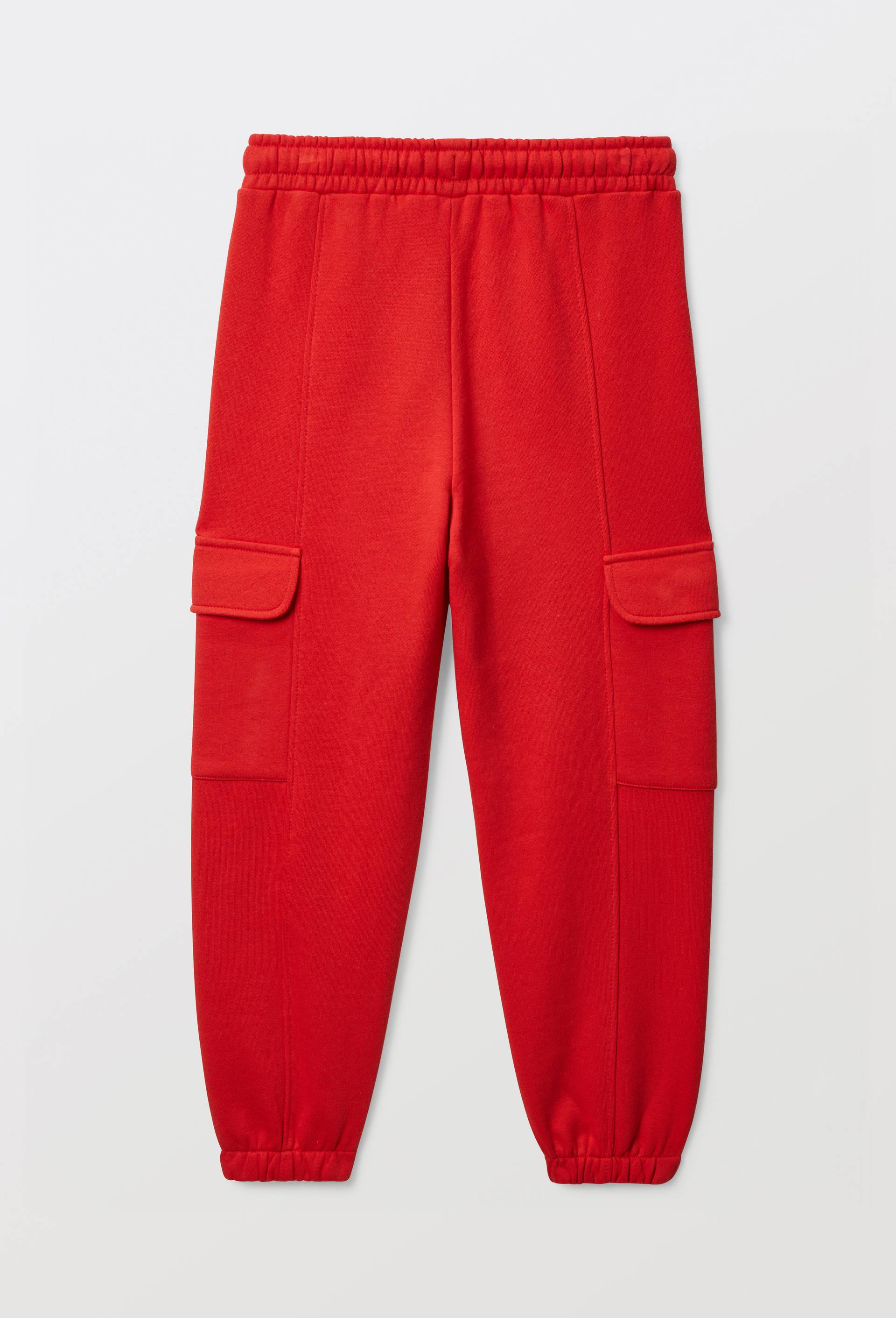 Jogging cargo uni, en coton BIO GOTS, Rouge, large image number 1