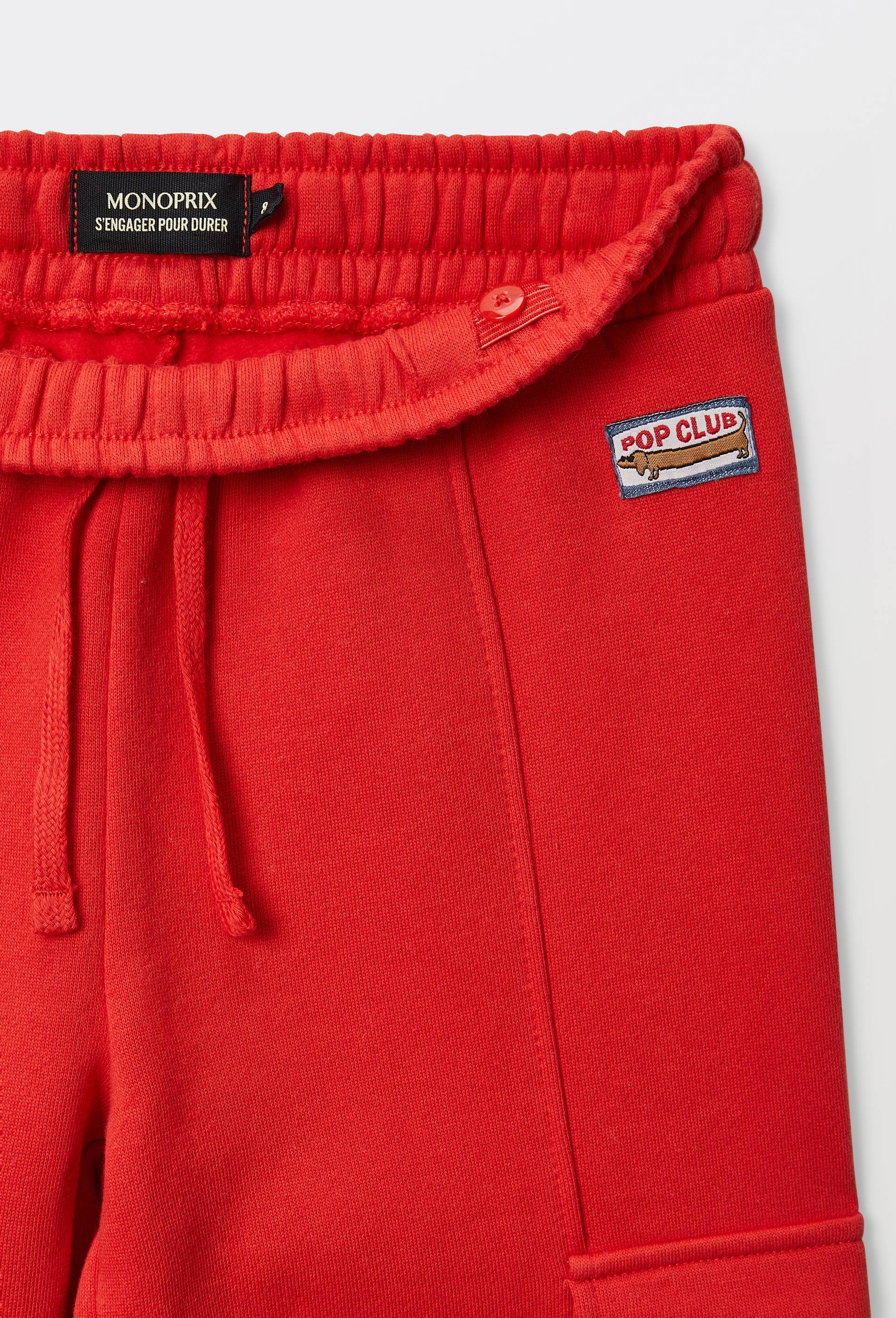 Jogging cargo uni, en coton BIO GOTS, Rouge, large image number 2