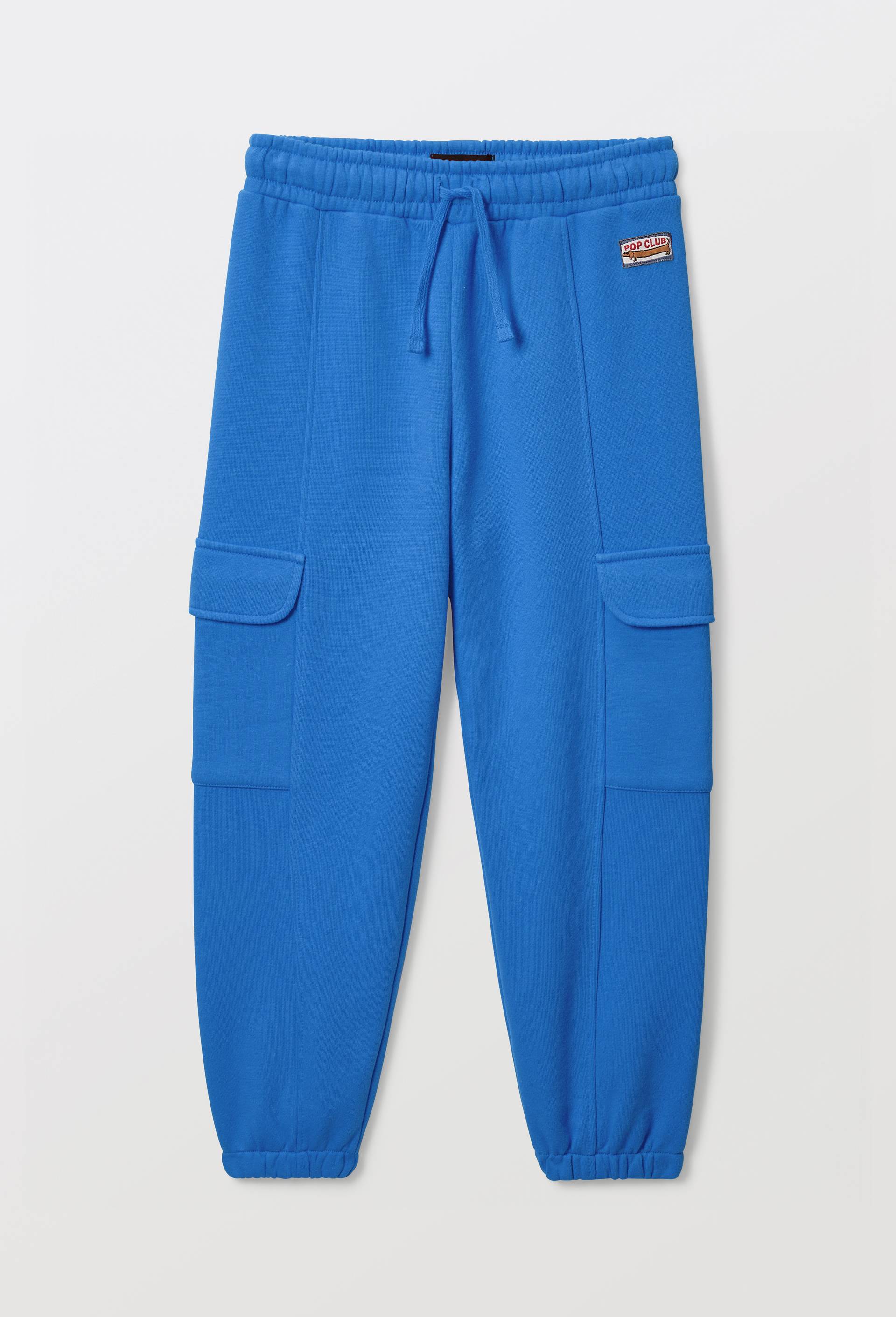Jogging cargo uni, en coton BIO GOTS, Bleu, large image number 1.0