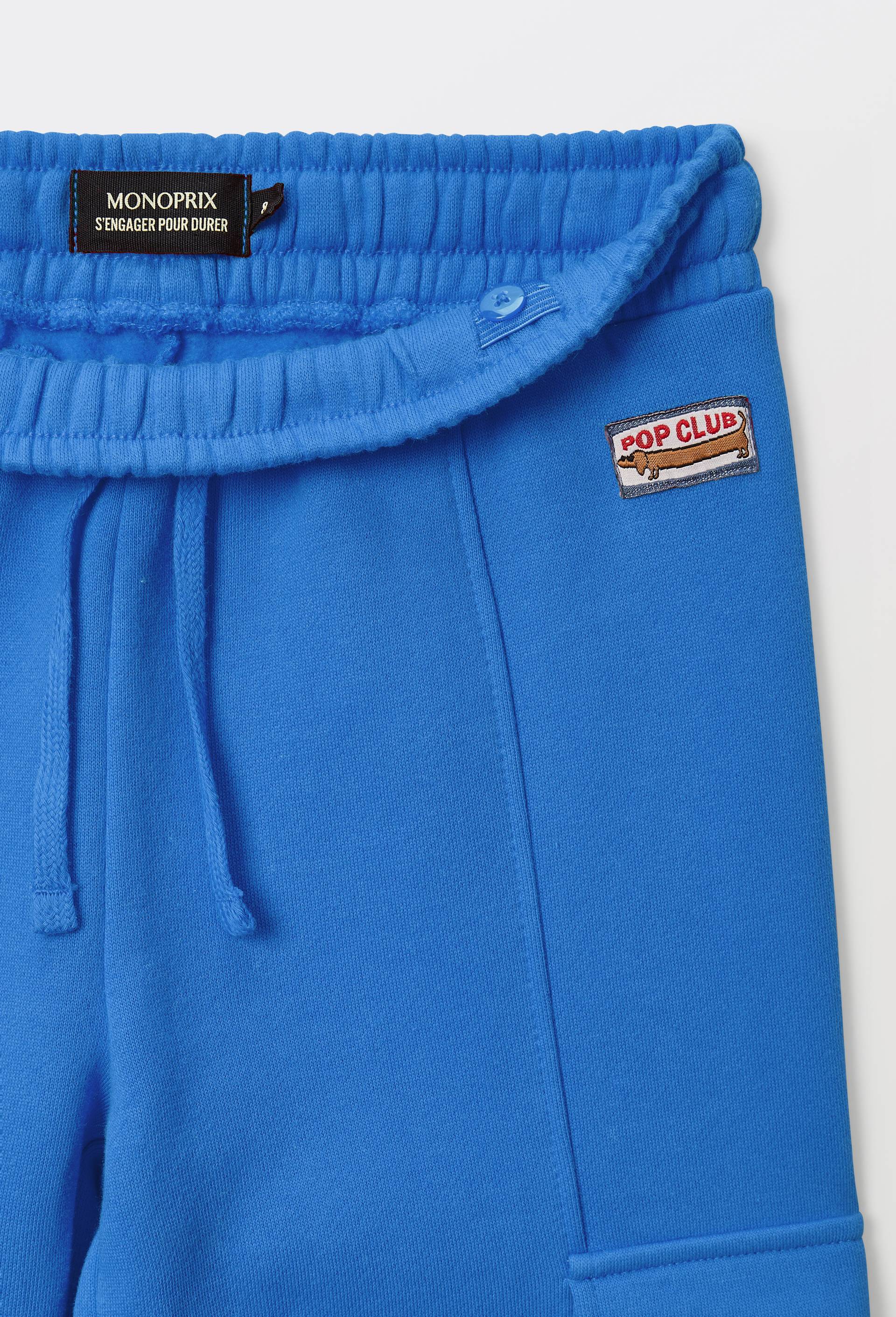 Jogging cargo uni, en coton BIO GOTS, Bleu, large image number 3.0
