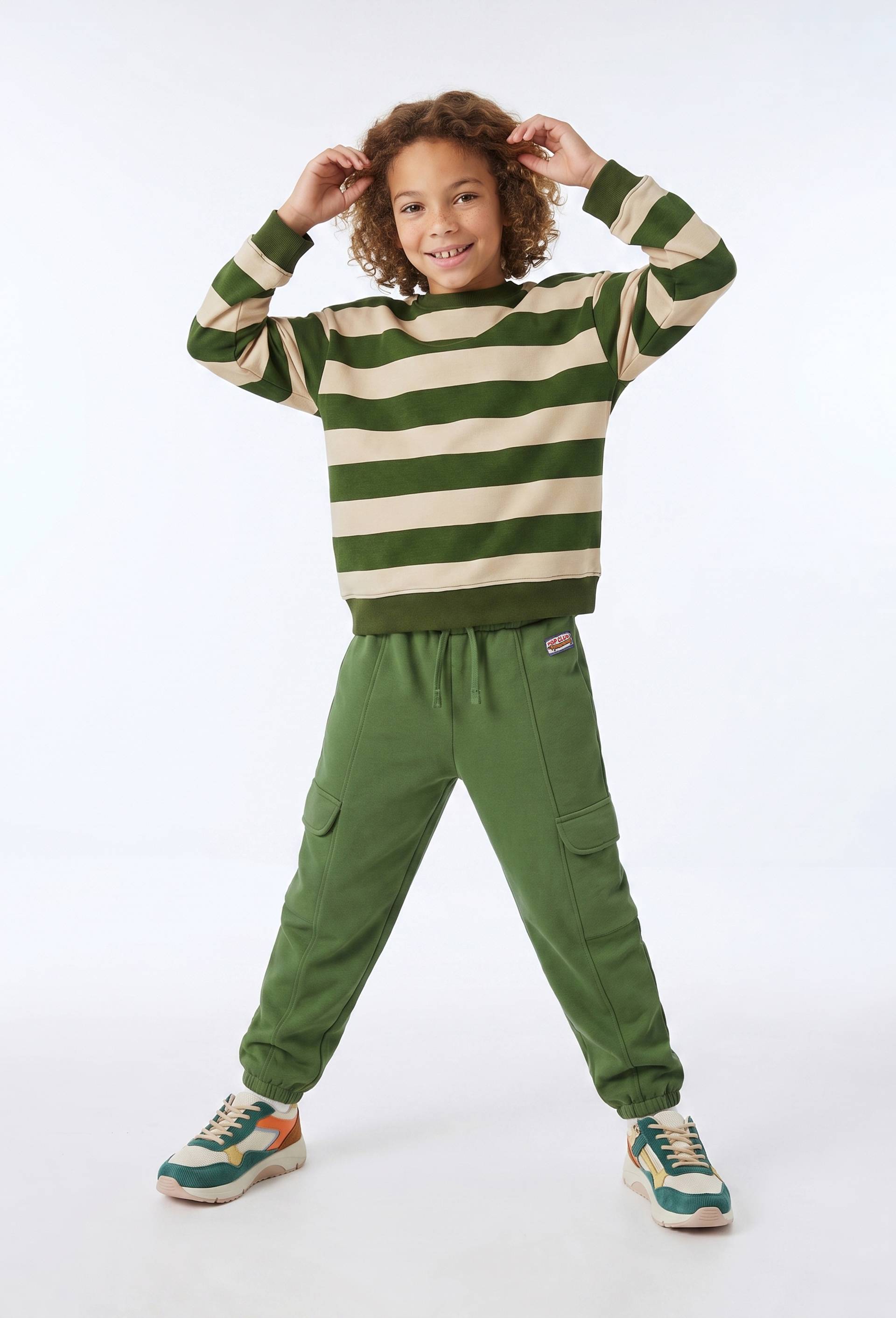 Jogging cargo uni, en coton BIO GOTS, Vert, large image number 0