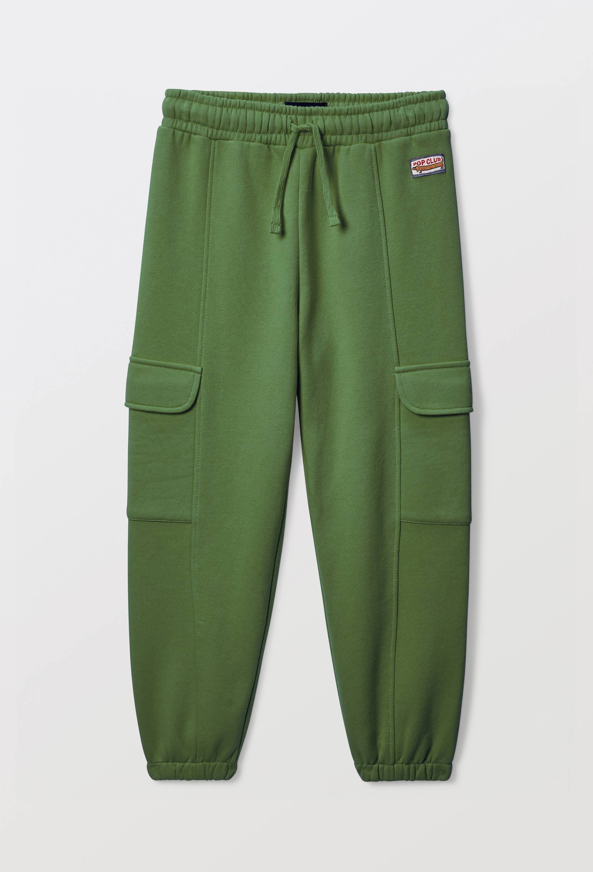Jogging cargo uni, en coton BIO GOTS, Vert, large image number 1.0