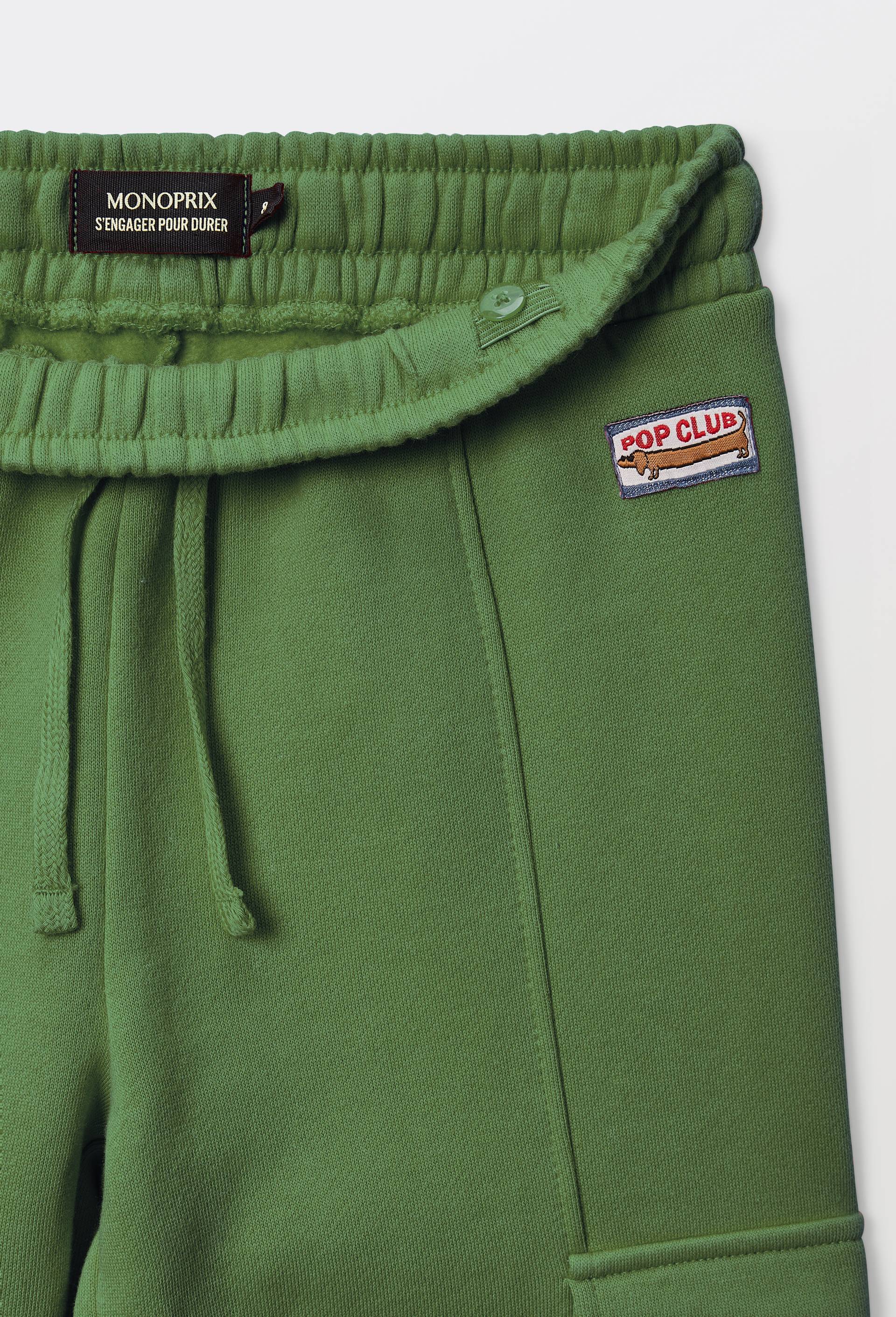 Jogging cargo uni, en coton BIO GOTS, Vert, large image number 3.0