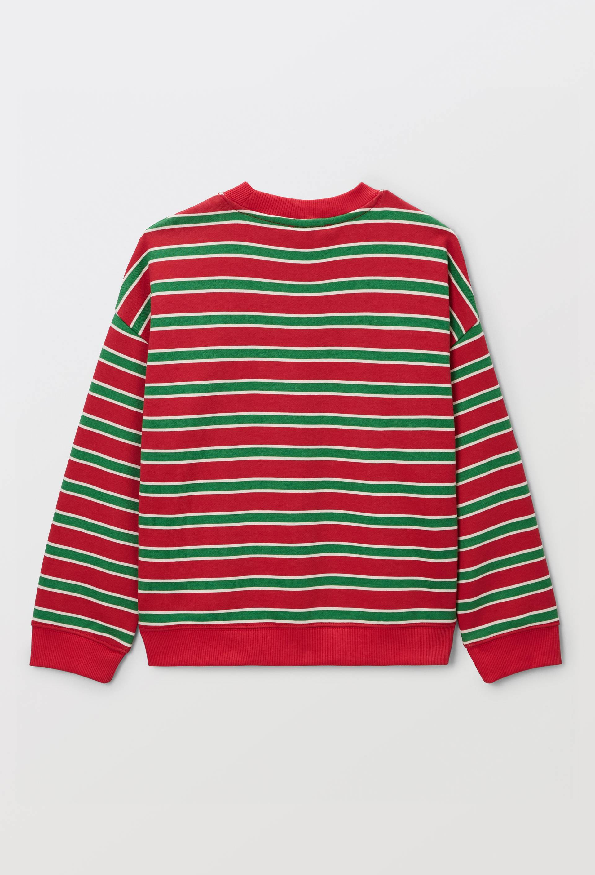 Sweat ray&eacute; en coton BIO GOTS, Rouge, large