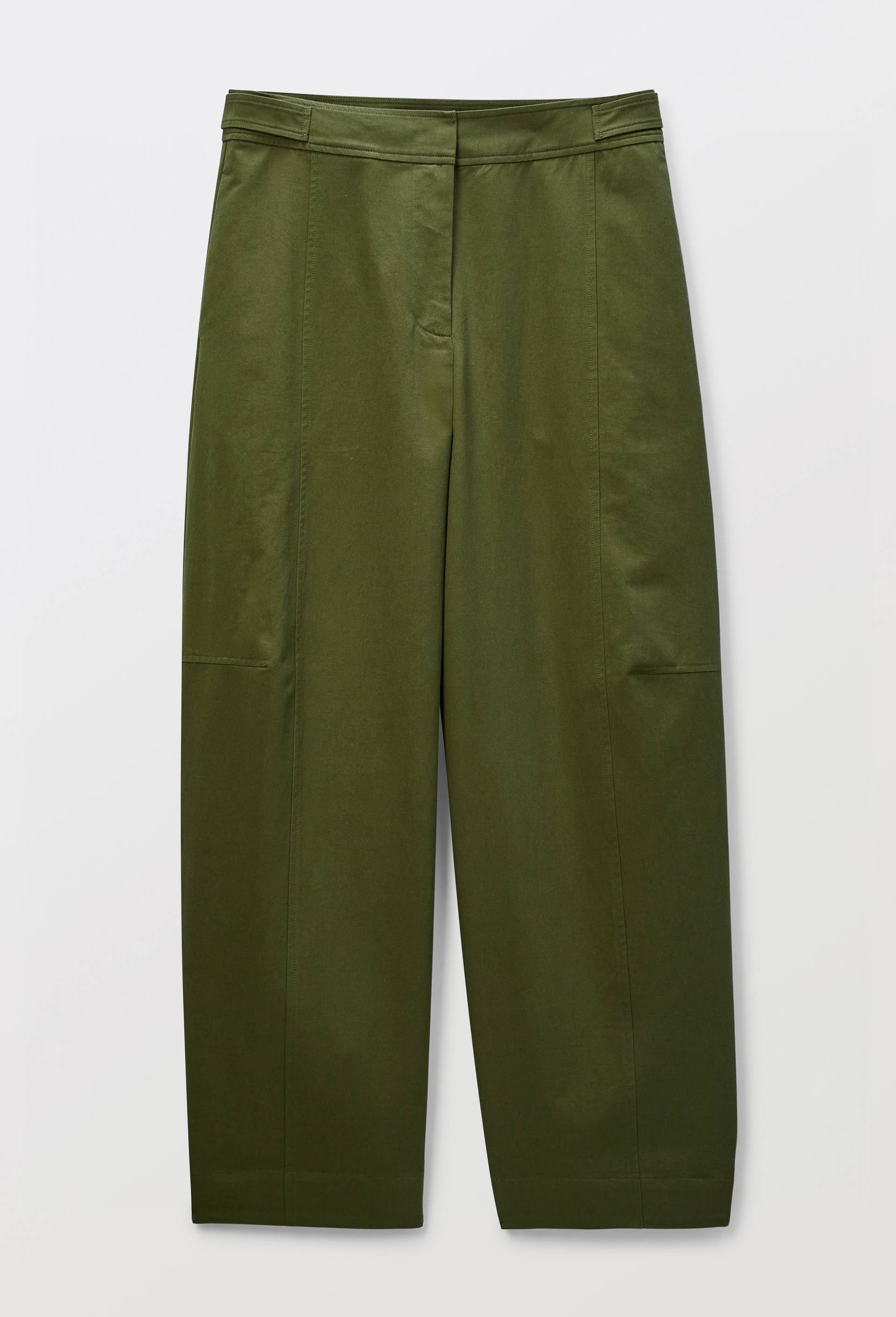 Pantalon barrel en coton avec poches c&ocirc;t&eacute;s, Vert, large image number 3