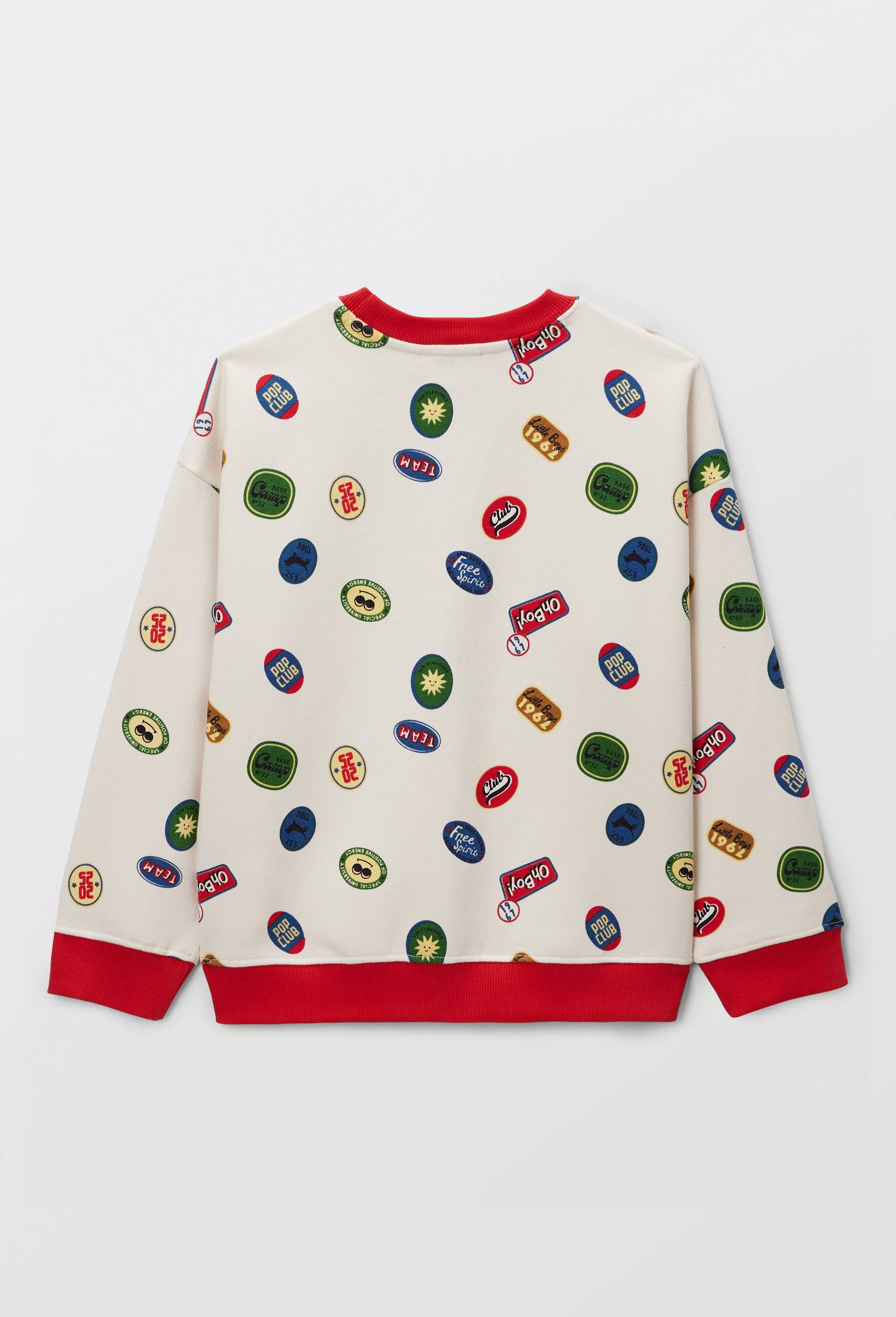 Sweat imprim&eacute; en coton BIO GOTS, Beige clair, large